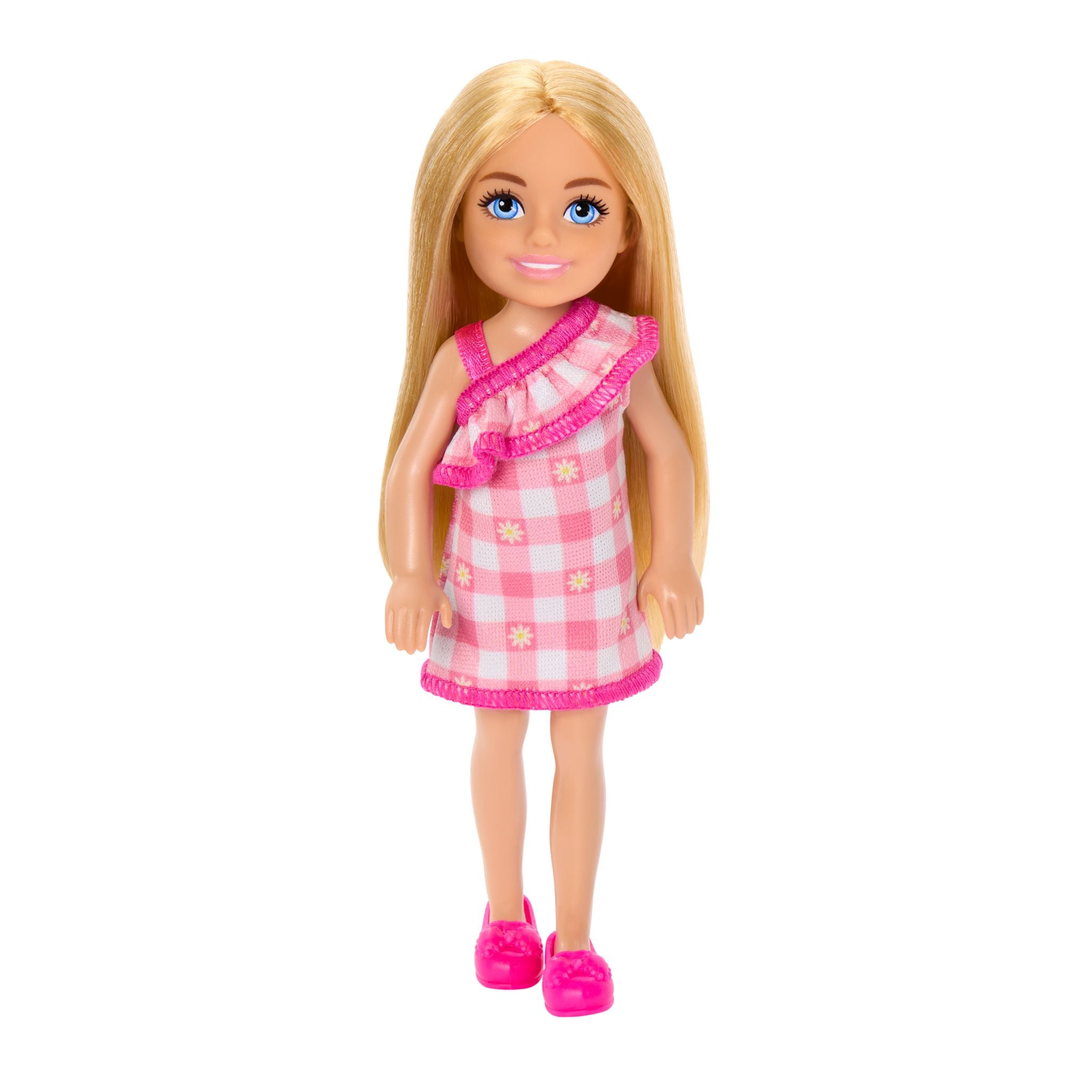 Adorable Barbie Club Chelsea Doll in Gingham Fashion Dress