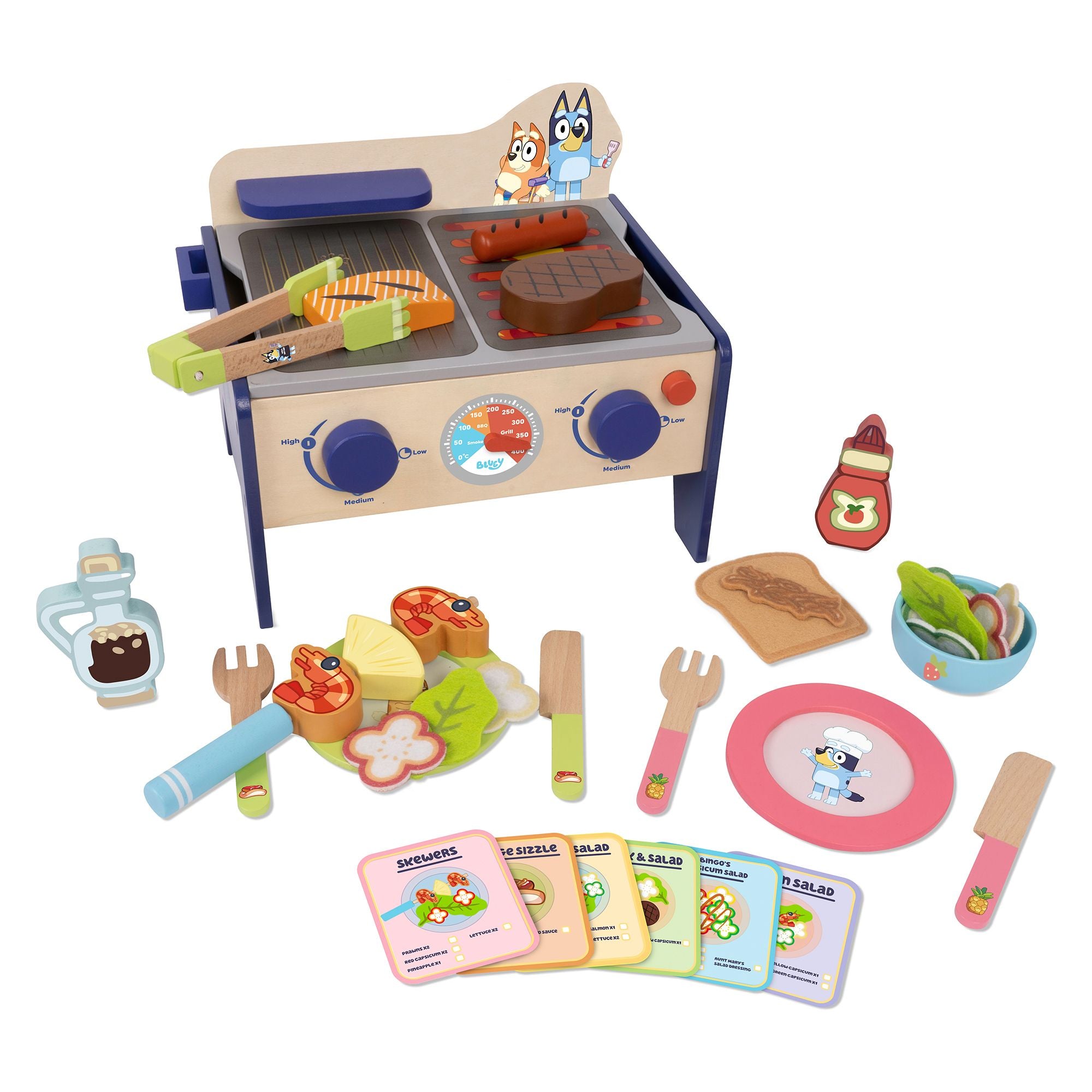 Hot Deal: Bluey's Wooden BBQ & Salad Pretend - Play Set