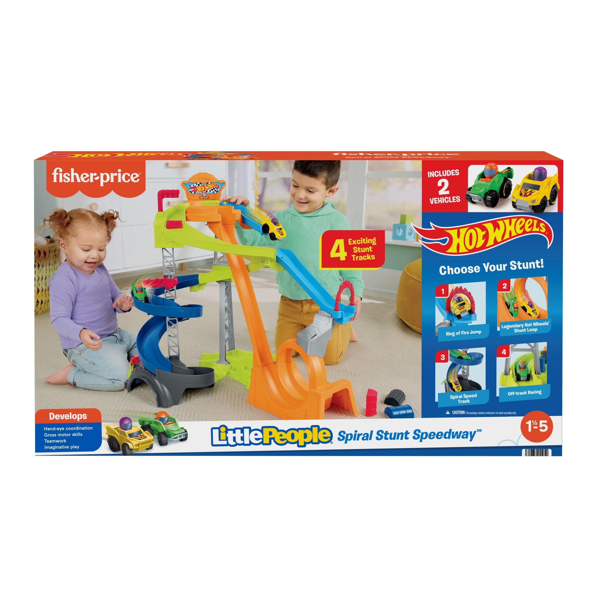Fisher-Price Little People's Hot Wheels Spiral Stunt Speedway - Ideal for Toddler Racing Fun