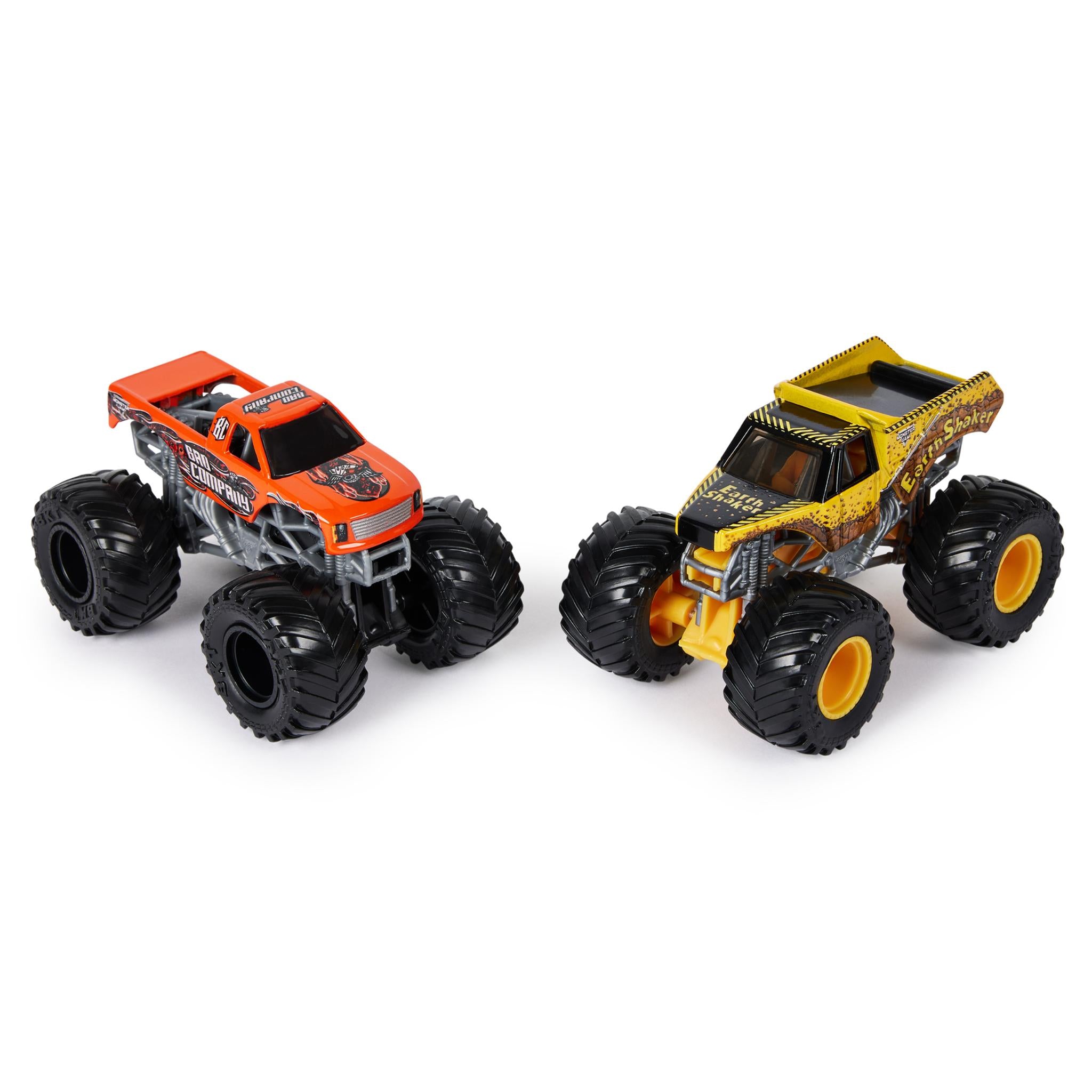 Hot Deal! Monster Jam 1:64 Scale Die - Cast 2 - Pack: Bad Company vs Earth Shaker Toy Trucks