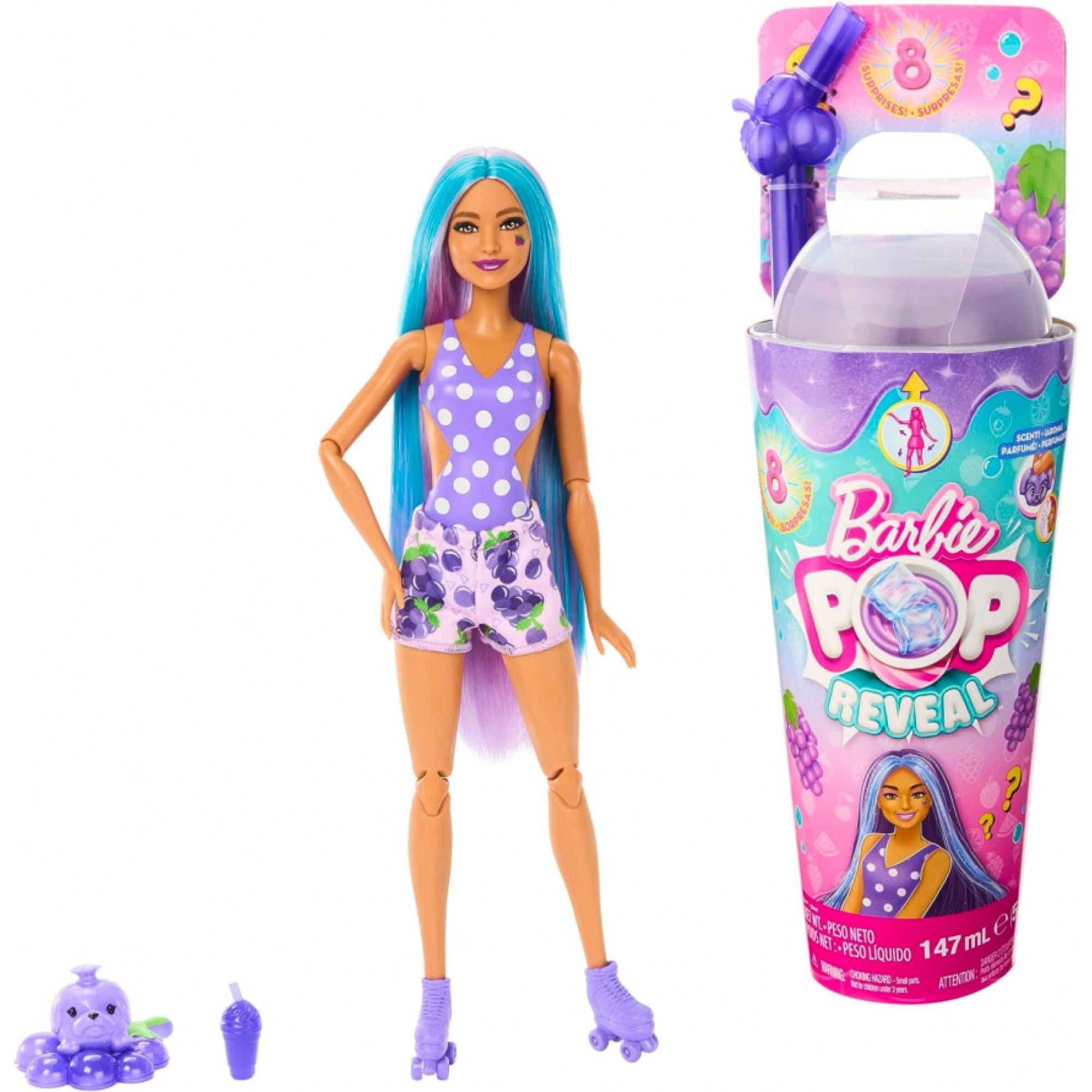 Hot Deal! Barbie Pop Reveal Doll - Grape Fizz Flavor from Juicy Fruits Series