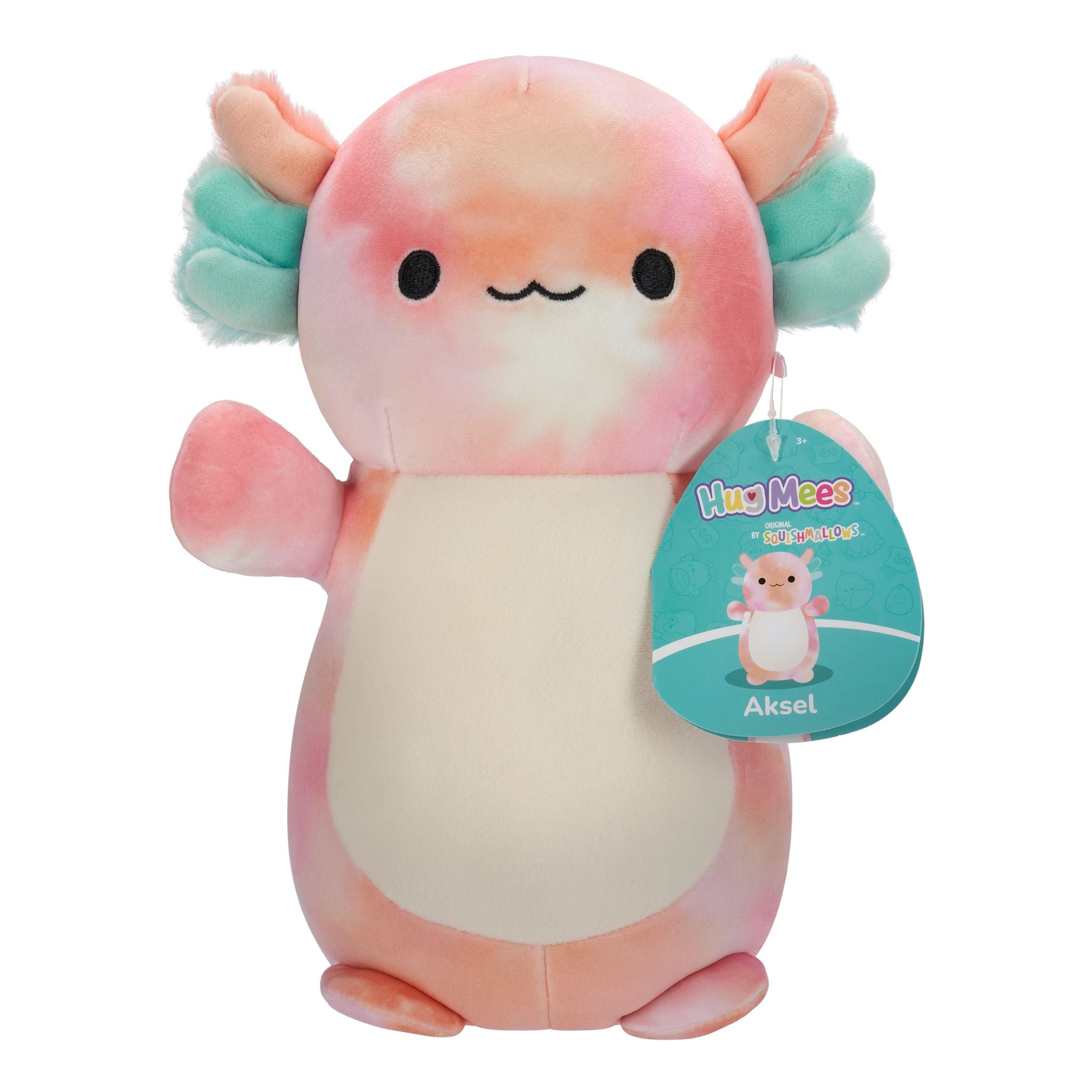 14-Inch Squishmallows Hugmees Plush Toy - Aksel Peach Tie-Dye Axolotl, Great Gift!