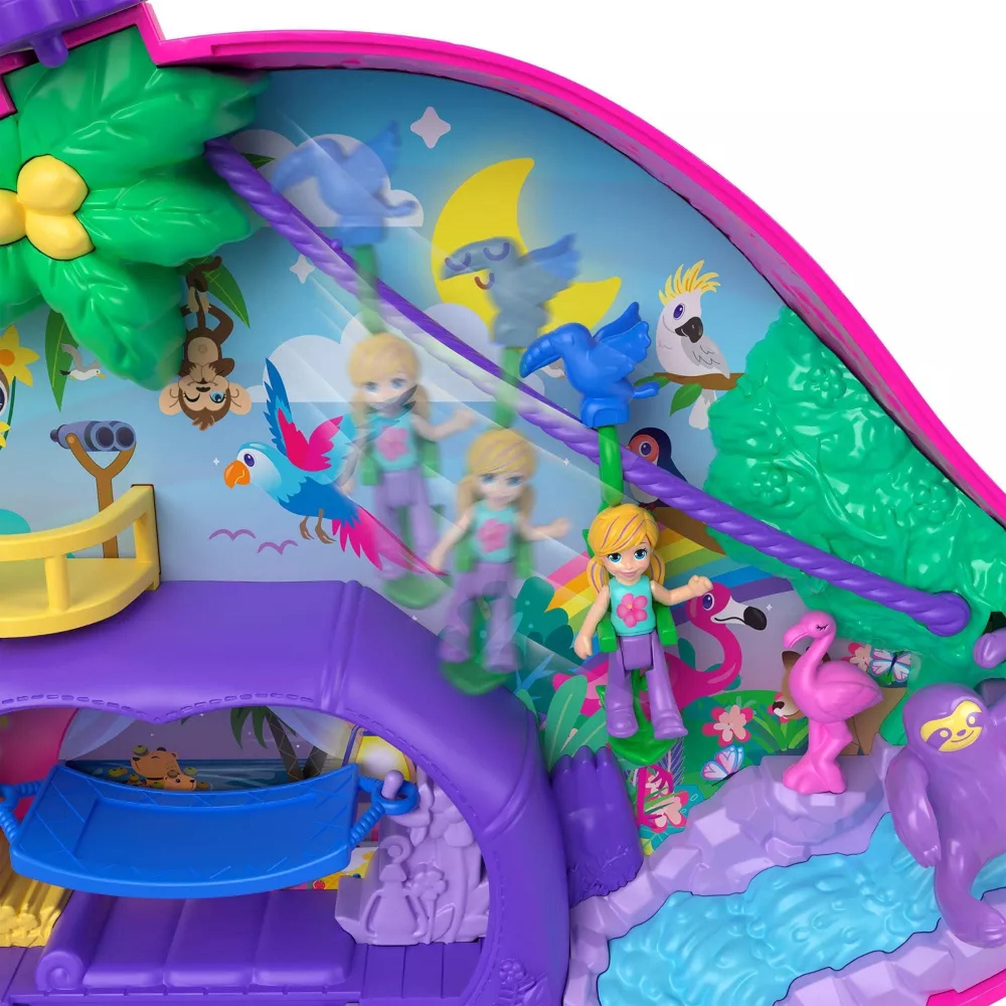 Adorable Polly Pocket 2 - In - 1 Wearable Sloth Family Compact Toy