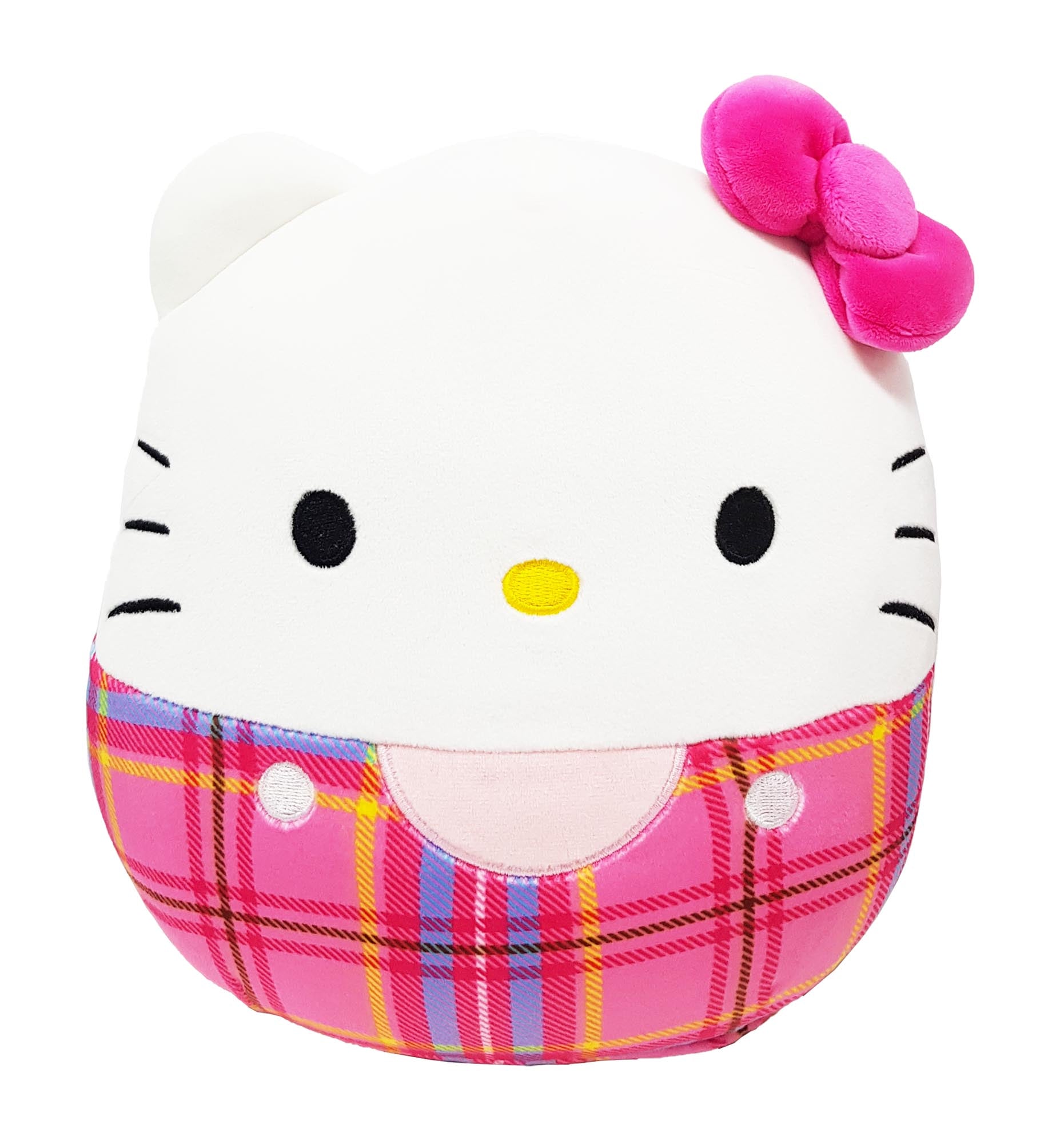 8-Inch Squishmallows with Sanrio Hello Kitty Pink Plaid Design