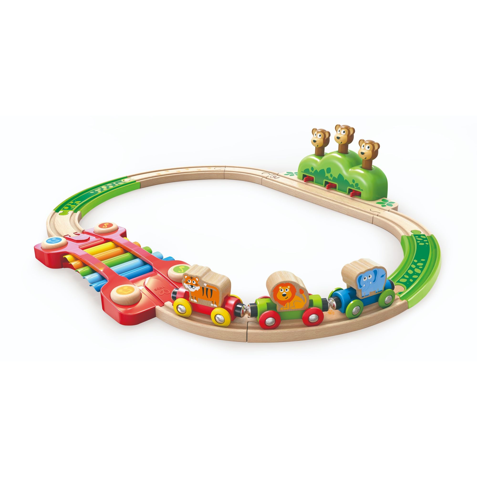 Hape Jungle Themed Xylophone Melody Monkey Railway Set for Kids