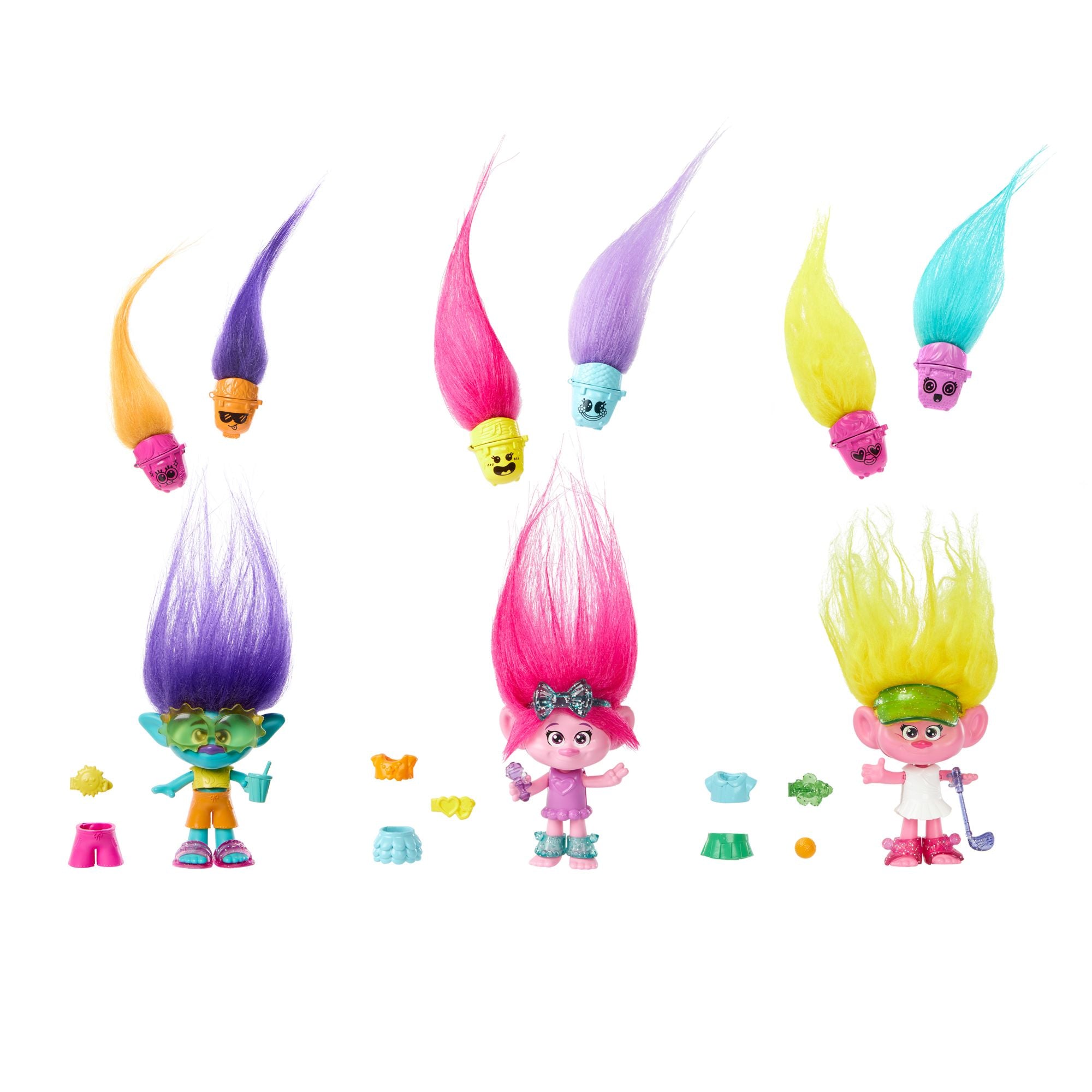 Hot! DreamWorks Trolls 3 Band Together Queen Poppy Hair Pops