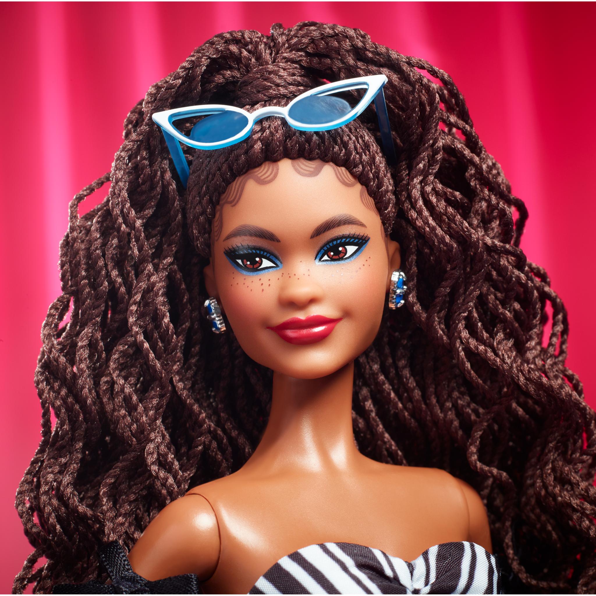 Barbie Signature 65th Anniversary Brunette Doll in Blue Sapphire Glam