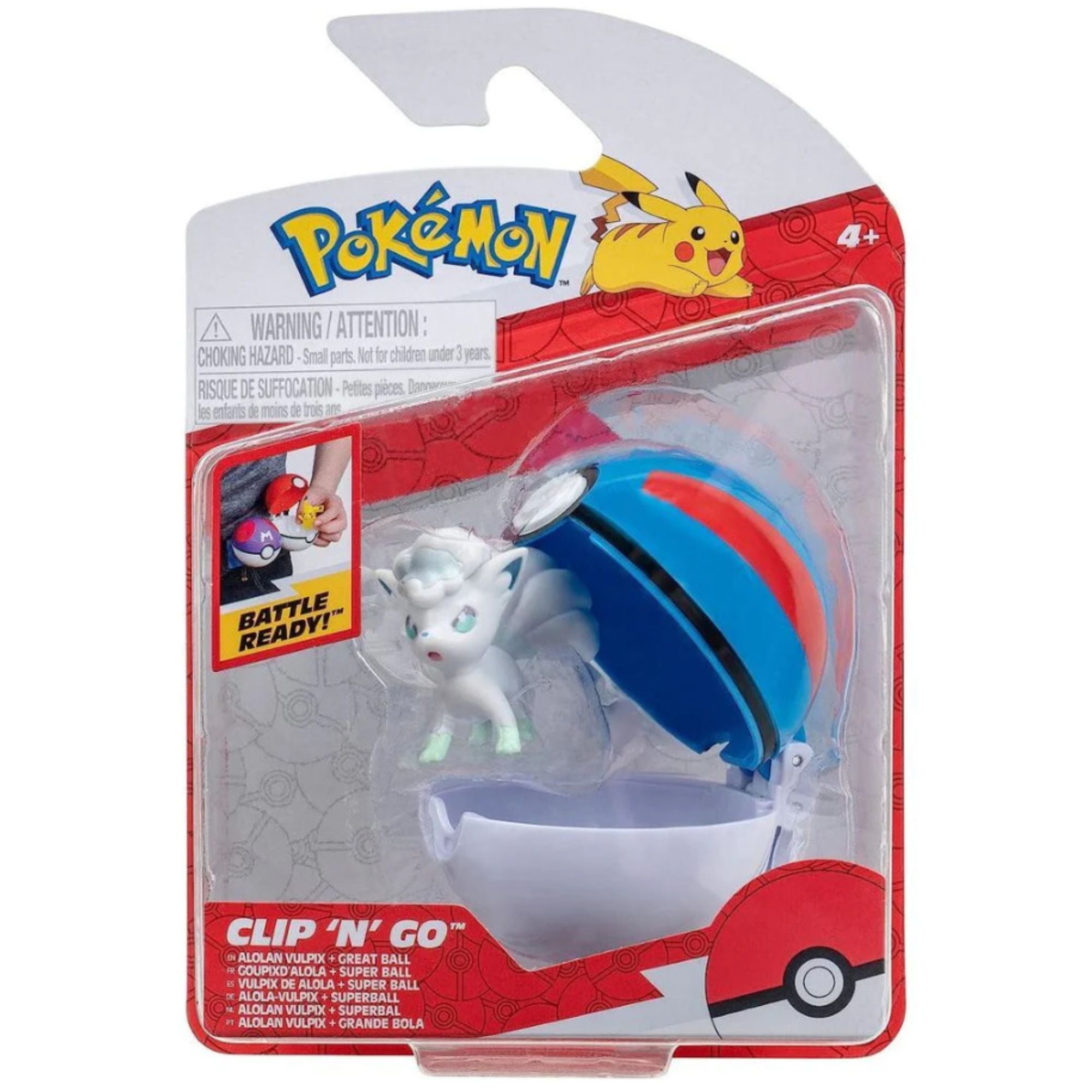 Hot! Pokemon Clip N Go Alolan Vulpix with Great Ball