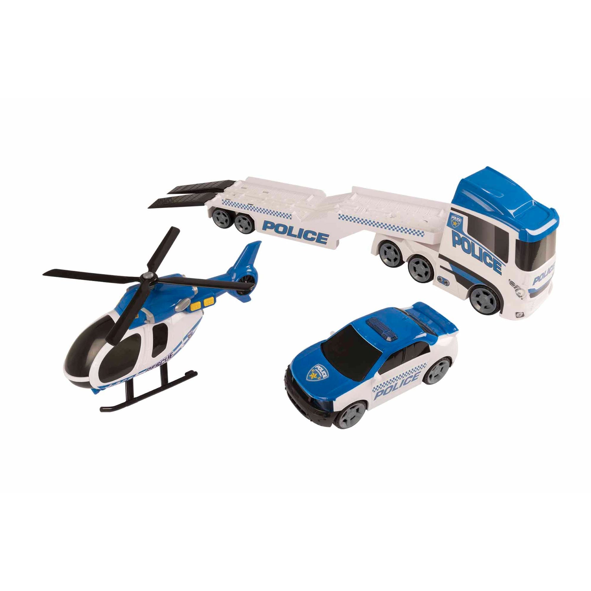 Hot Deal! Teamsterz Mighty Machines Police Helicopter Transporter with Light & Sound