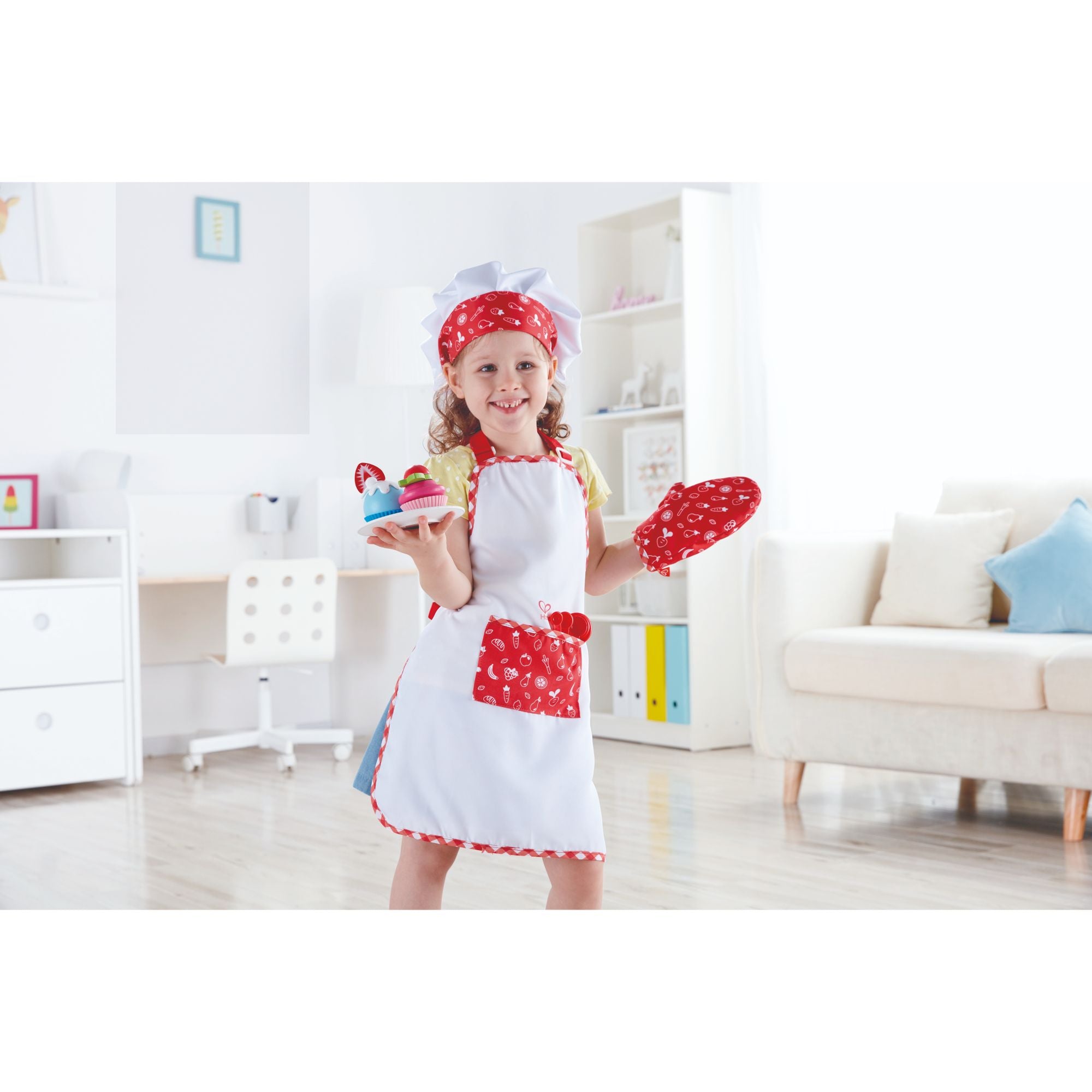 Hape Kids' Chef Costume Set with 5 - in - 1 Measuring Spoons - Ideal for Pretend Play