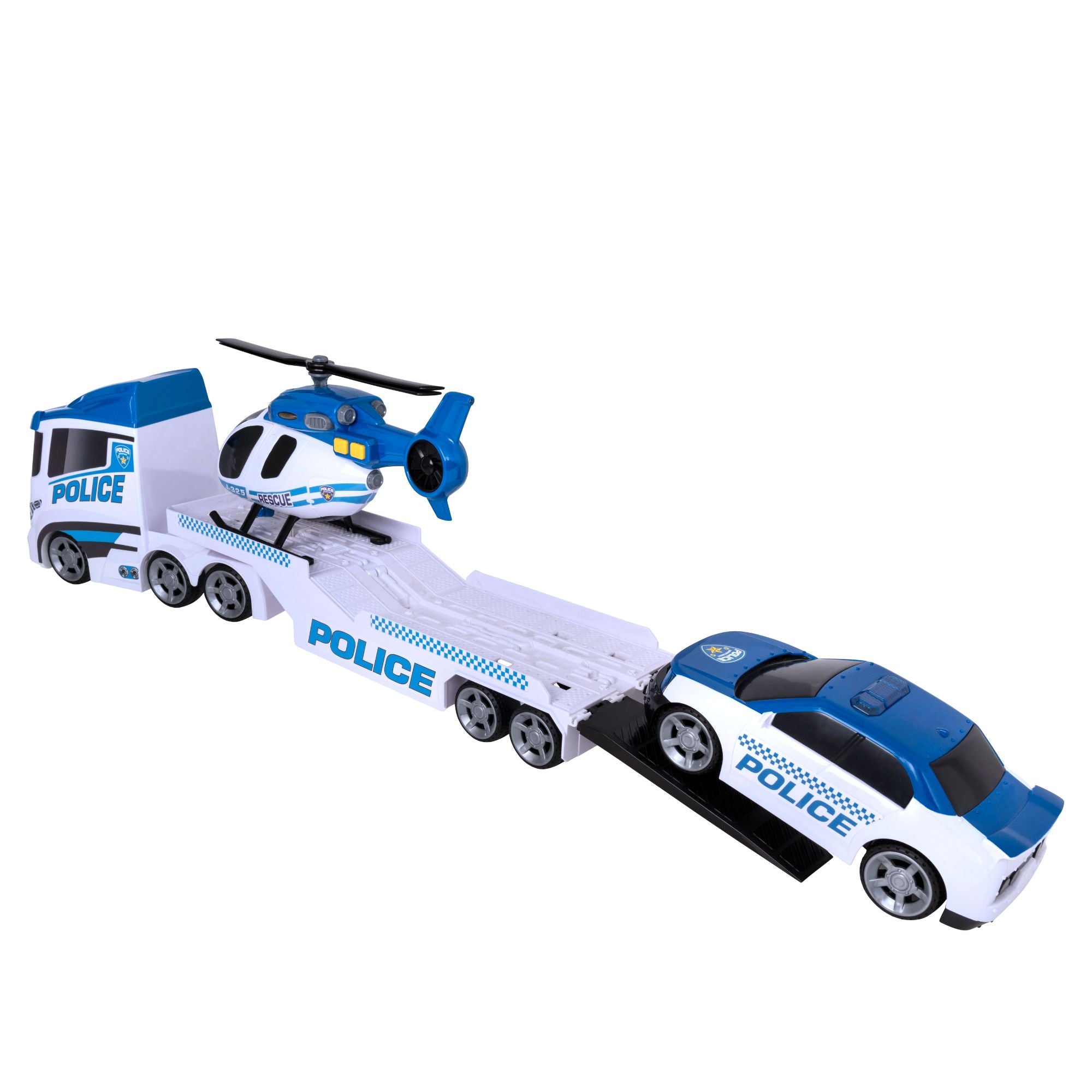 Hot Deal! Teamsterz Mighty Machines Police Helicopter Transporter with Light & Sound