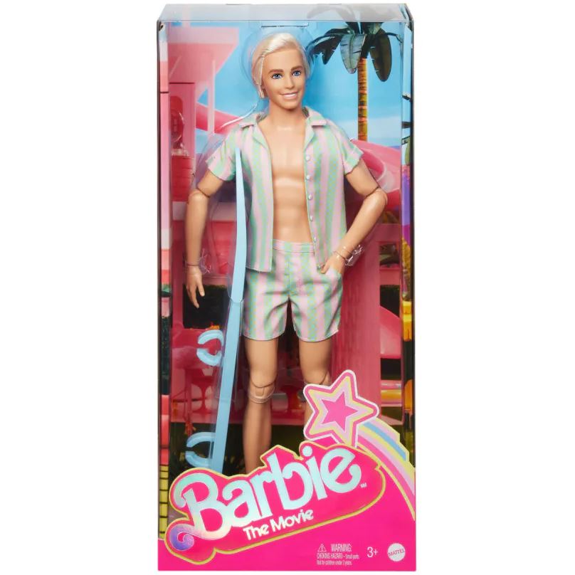 Hot Deal! Barbie The Movie Ken Doll in Pastel Striped Beachwear Set for Fans & Collectors
