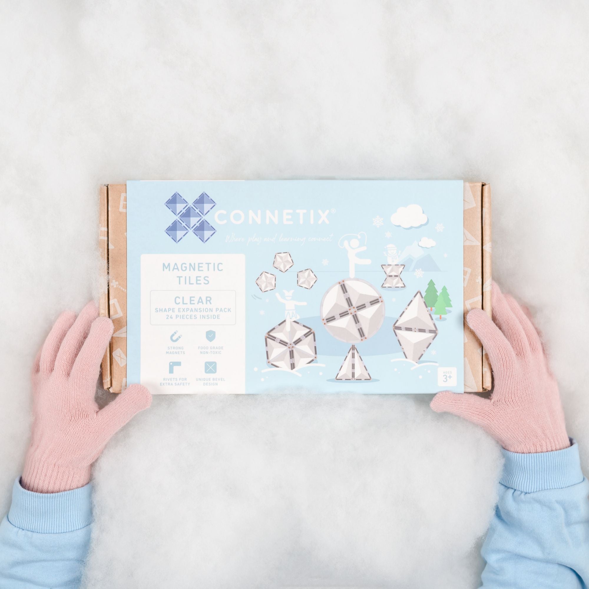 Hot Deal! CONNETIX 24-Piece Clear Magnetic Tile Shape Expansion Pack for STEAM Learning
