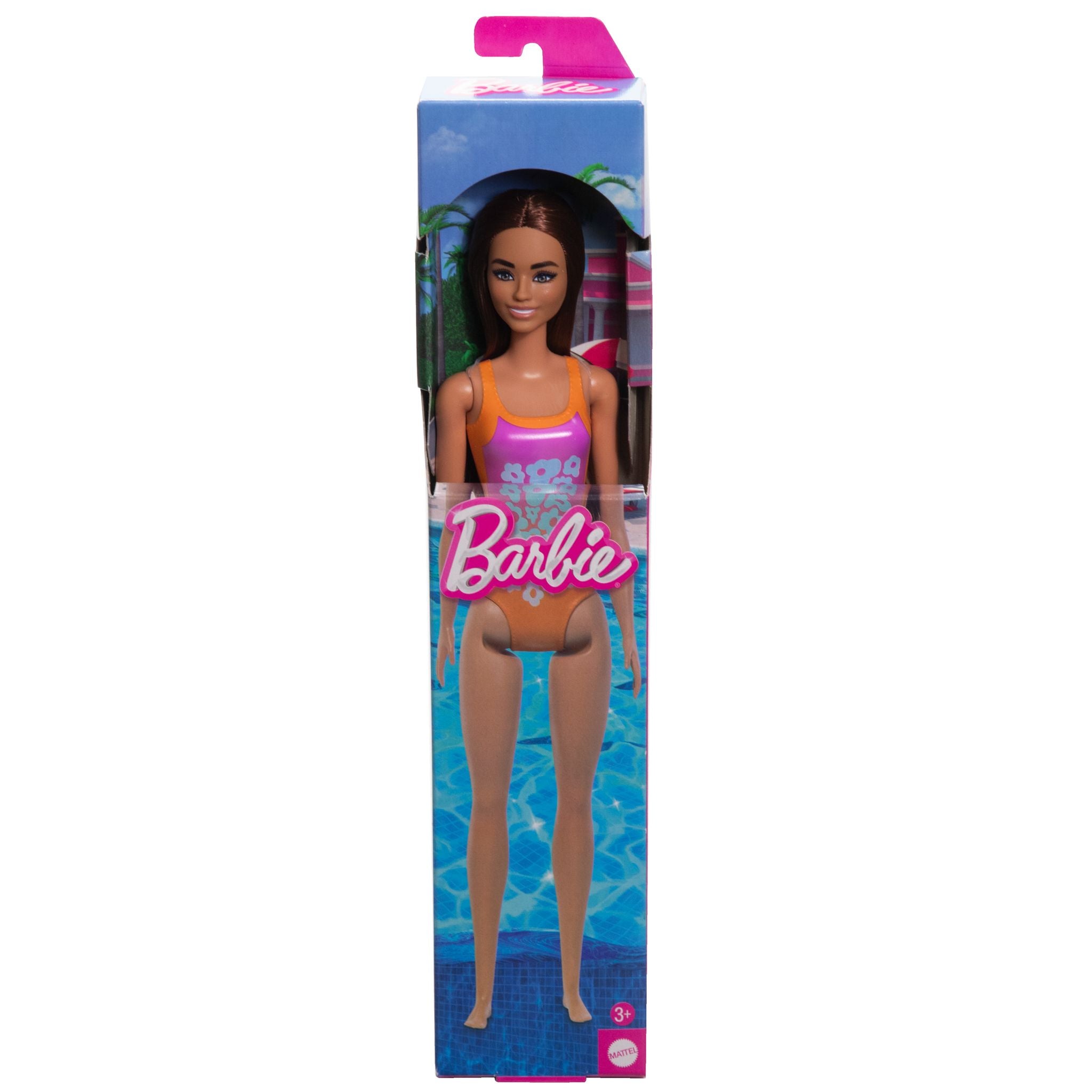 Barbie Doll in Stylish Orange Beach Swimsuit for Kids