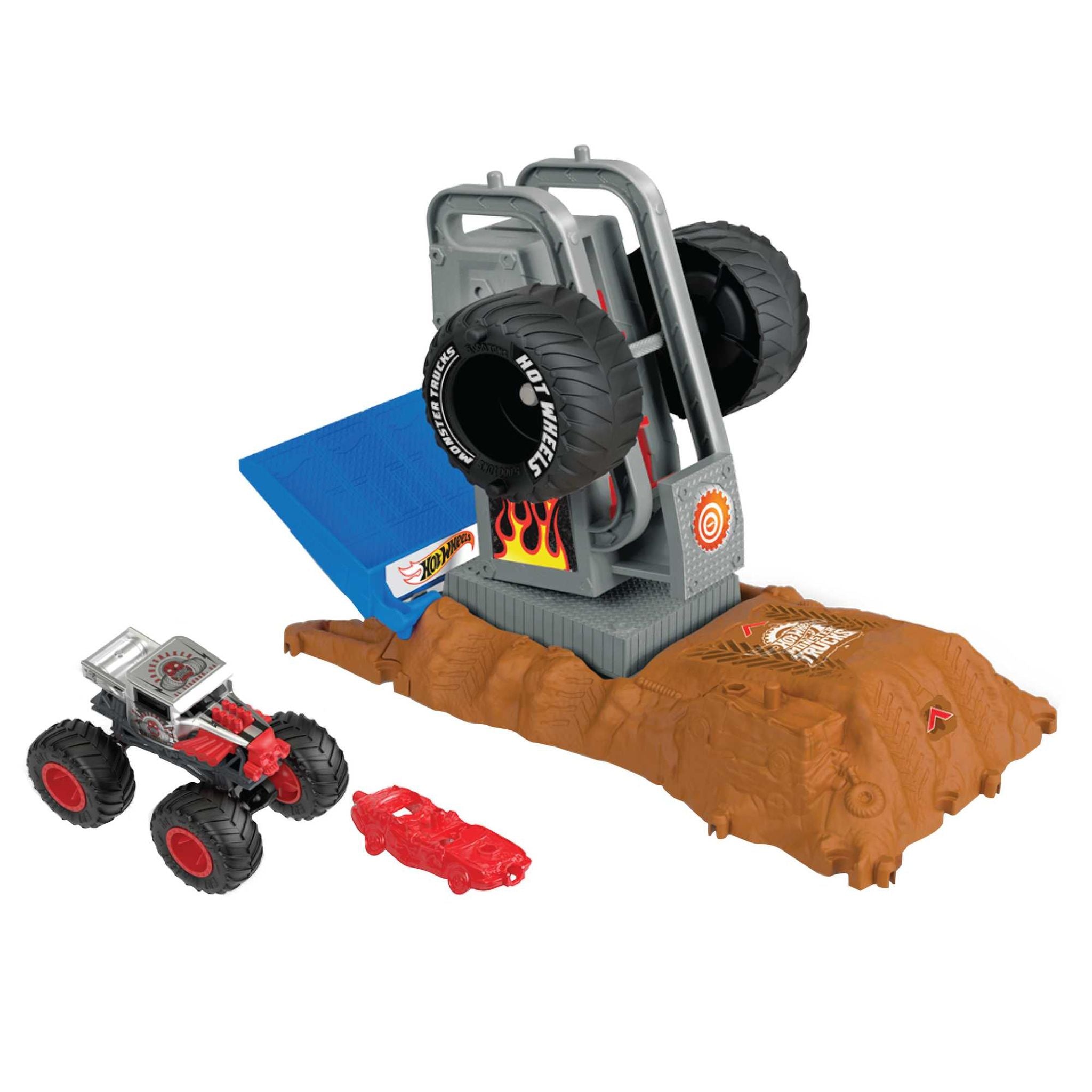 Hot Wheels Monster Trucks Arena Smashers Bone Shaker Tire Press Challenge - Exciting Playset for Kids