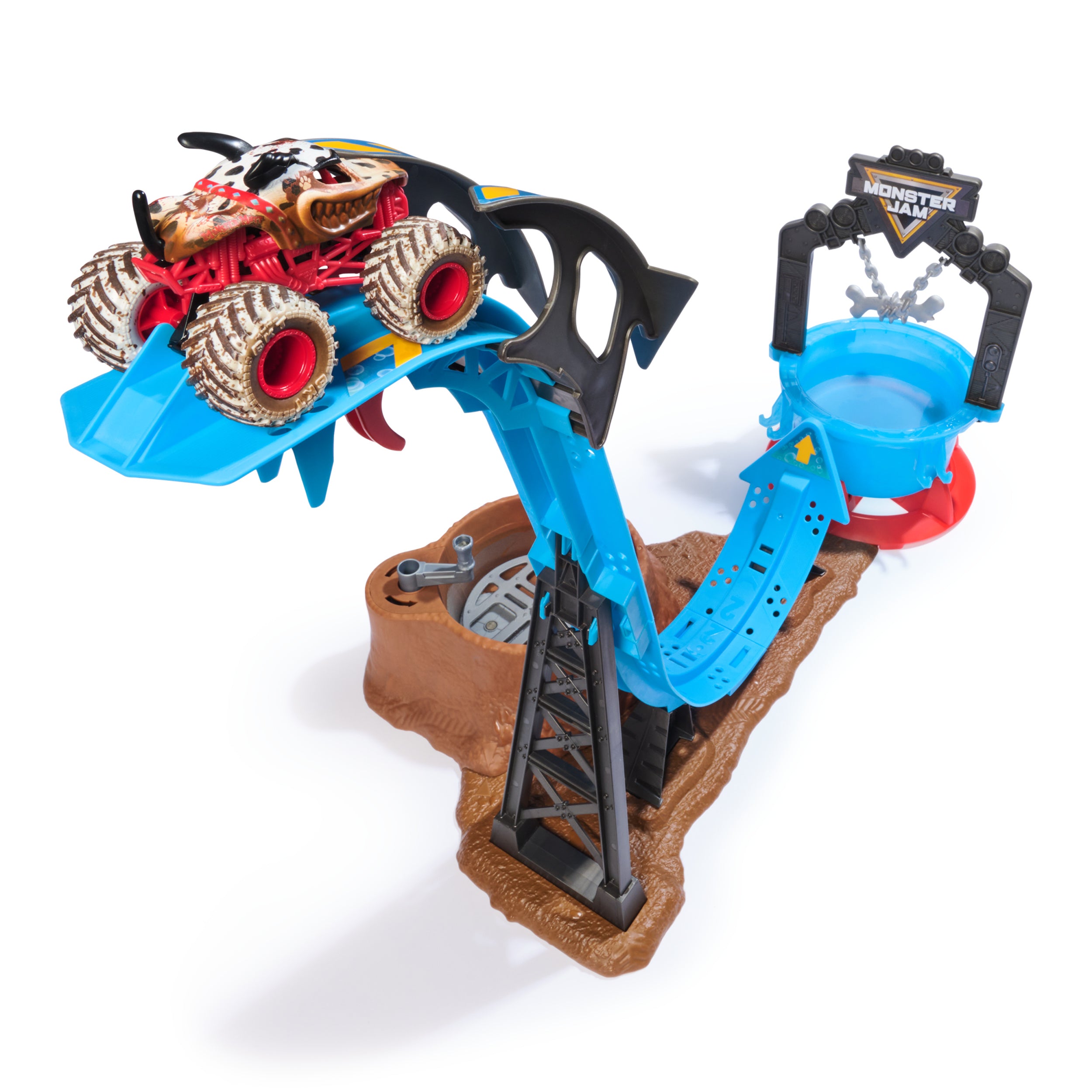 Hot Deal! Monster Jam 1:64 Mud Blasters Monster Mutt Dalmatian Dunk Tank Playset for Kids
