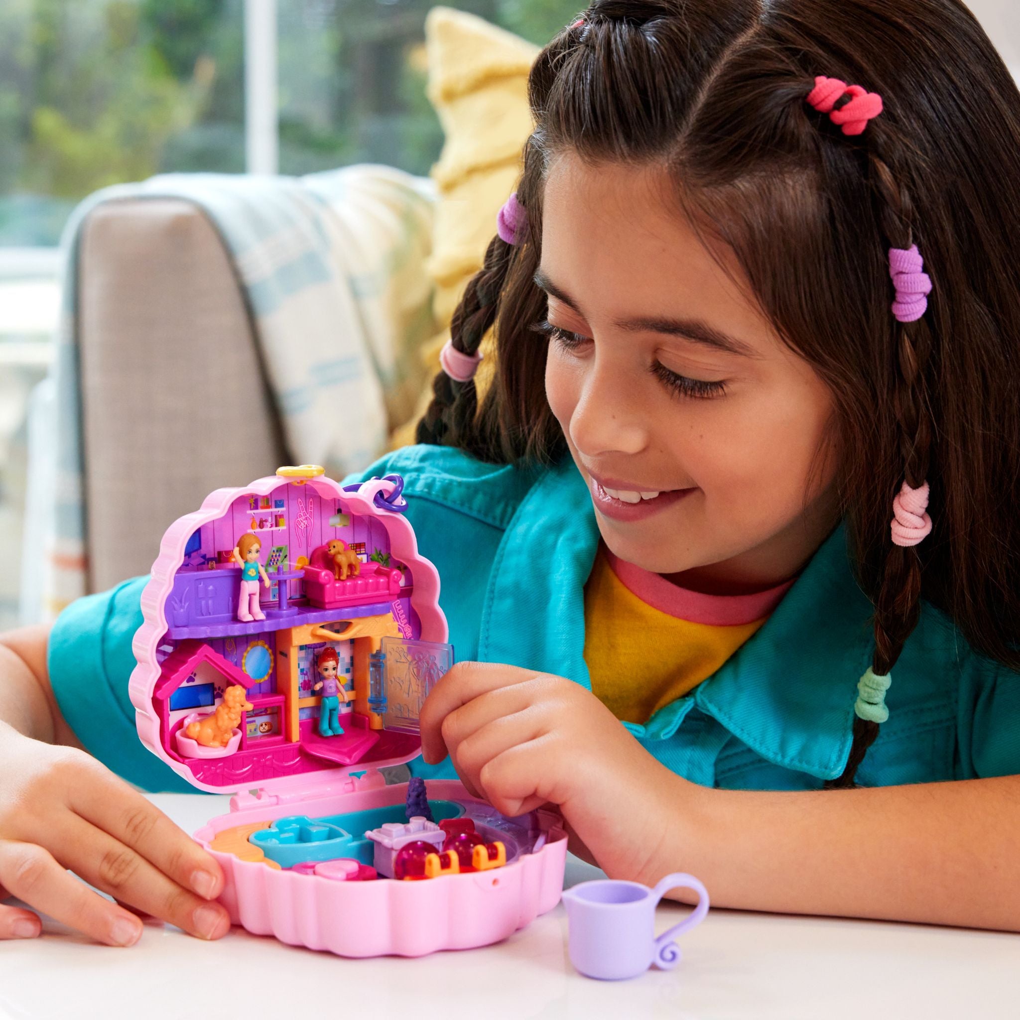 Hot Sale! Polly Pocket Compact Toy - Big Pocket World Groom & Glam Poodle for Kids