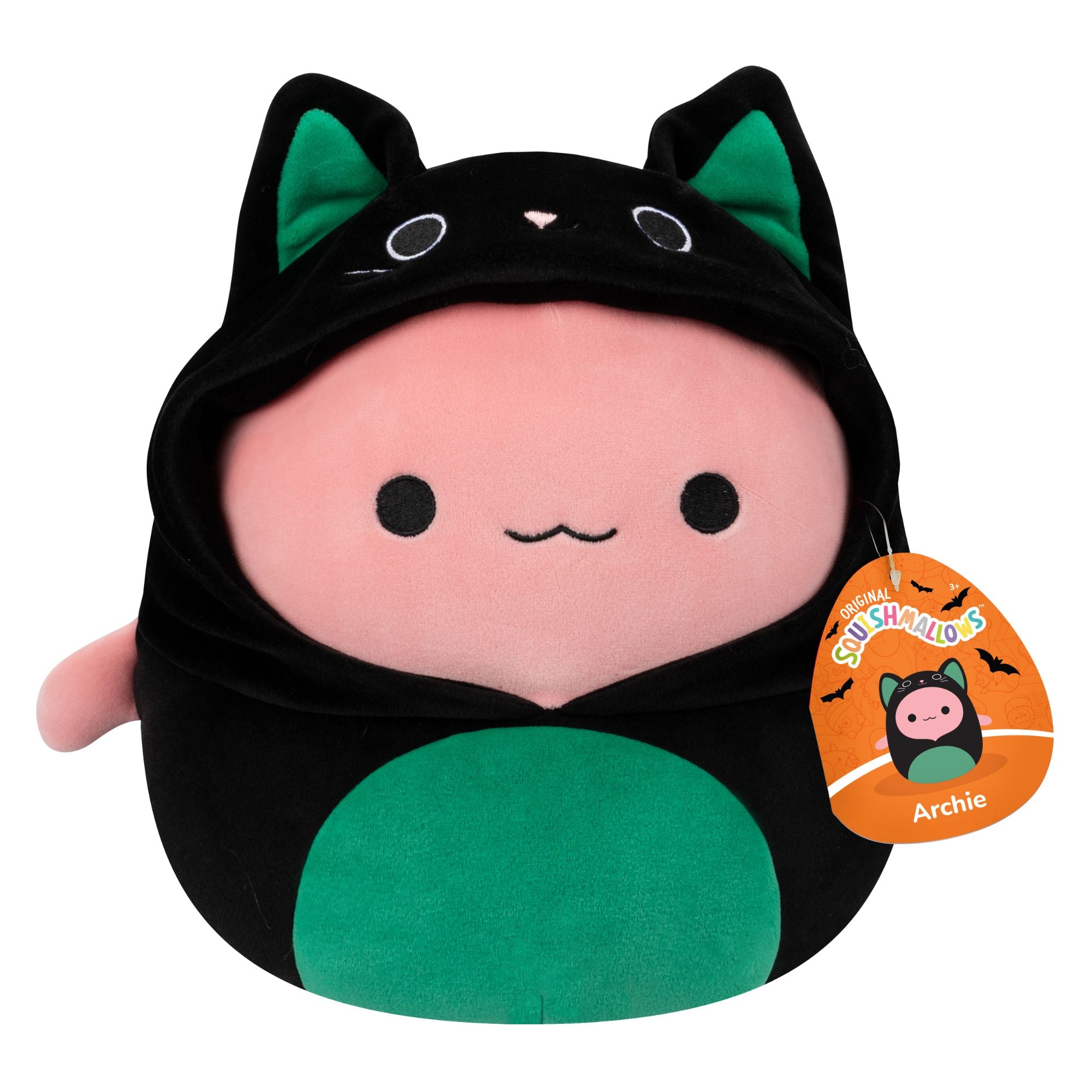 Halloween Special! 7.5 Inch Squishmallows Archie Axolotyl in Black Cat Costume