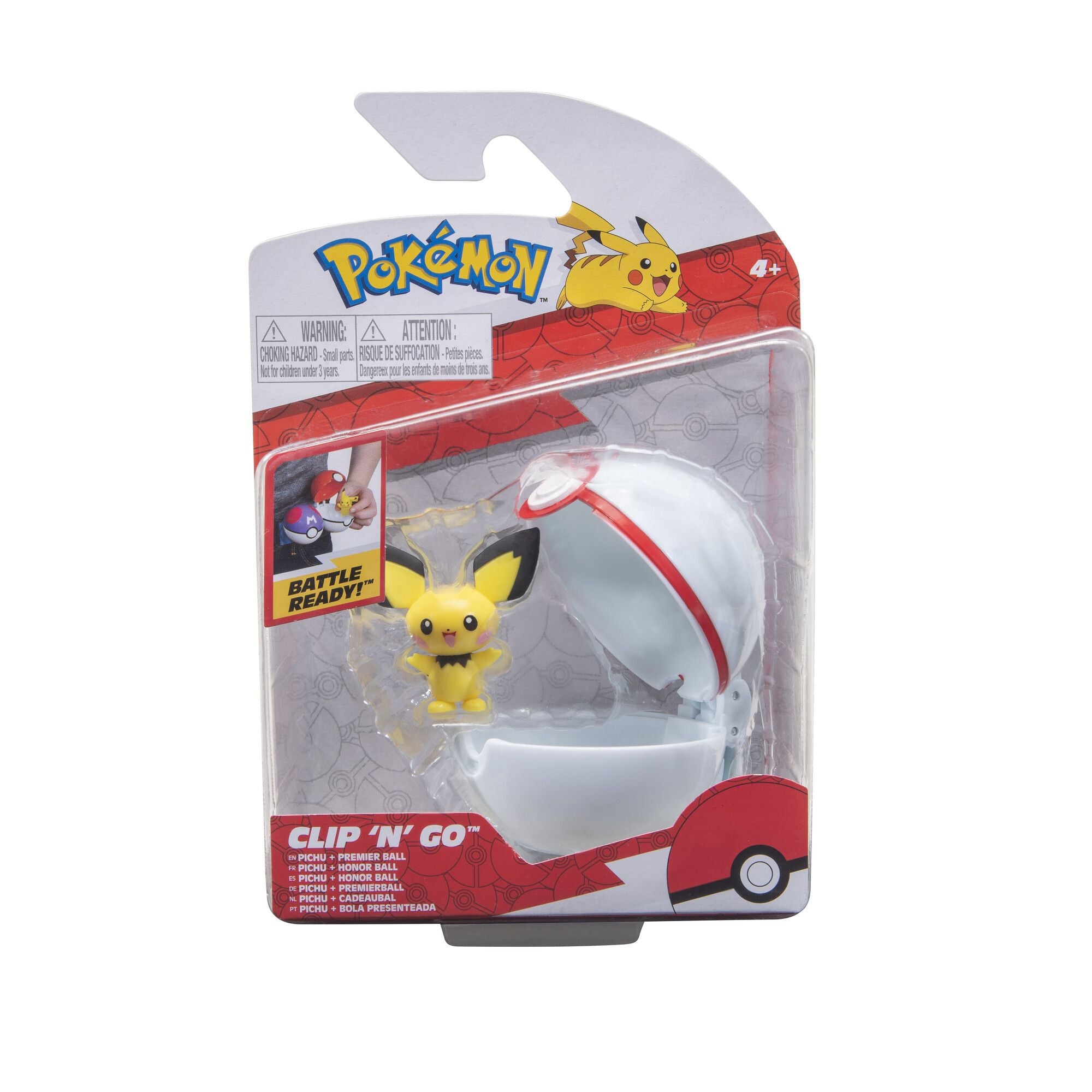 Hot Sale! Pokemon Clip N Go Set: Pichu with Premier Ball for Pokémon Fans