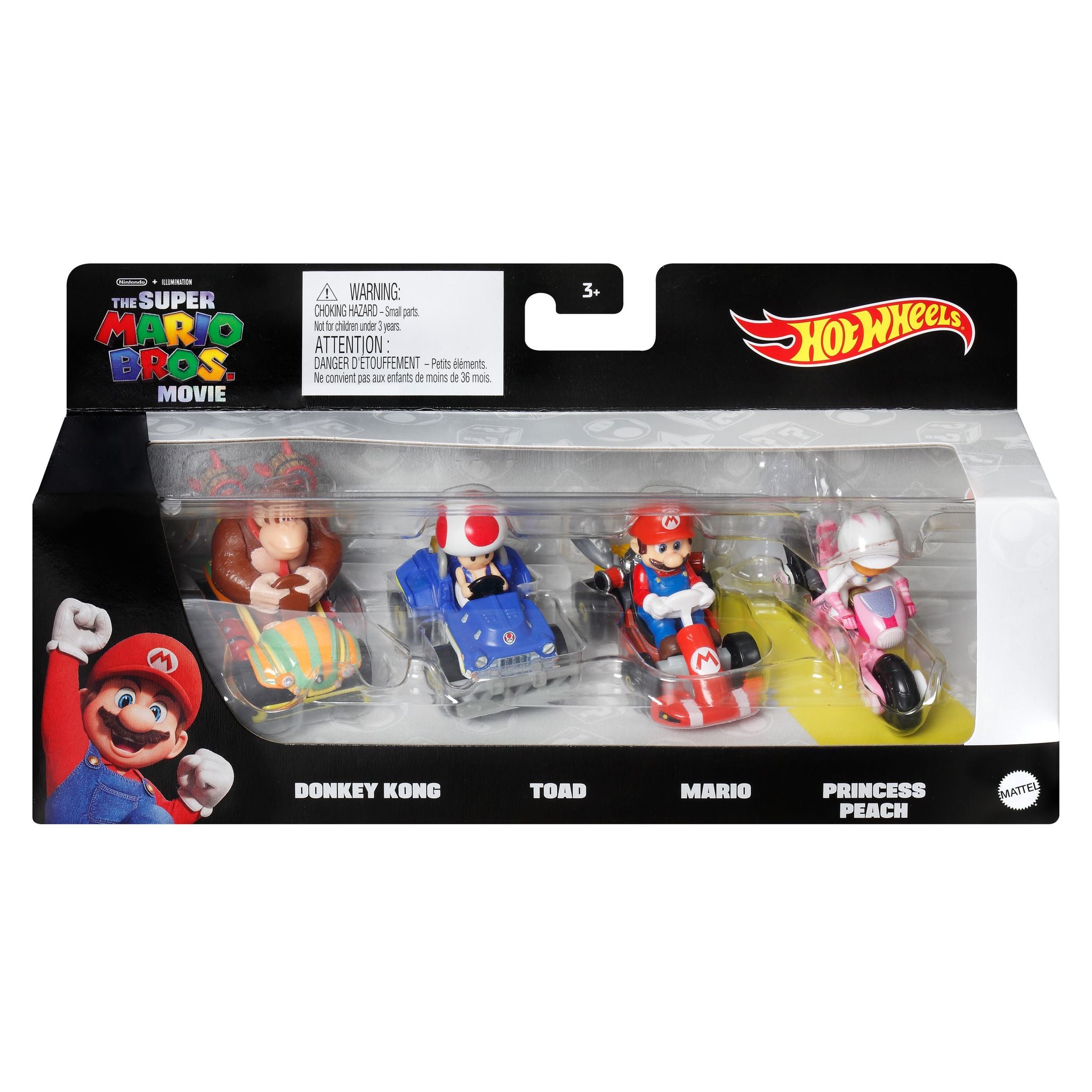Hot Wheels Mario Kart 4 - Pack: The Super Mario Bros Movie Die - Cast Toy Cars Set