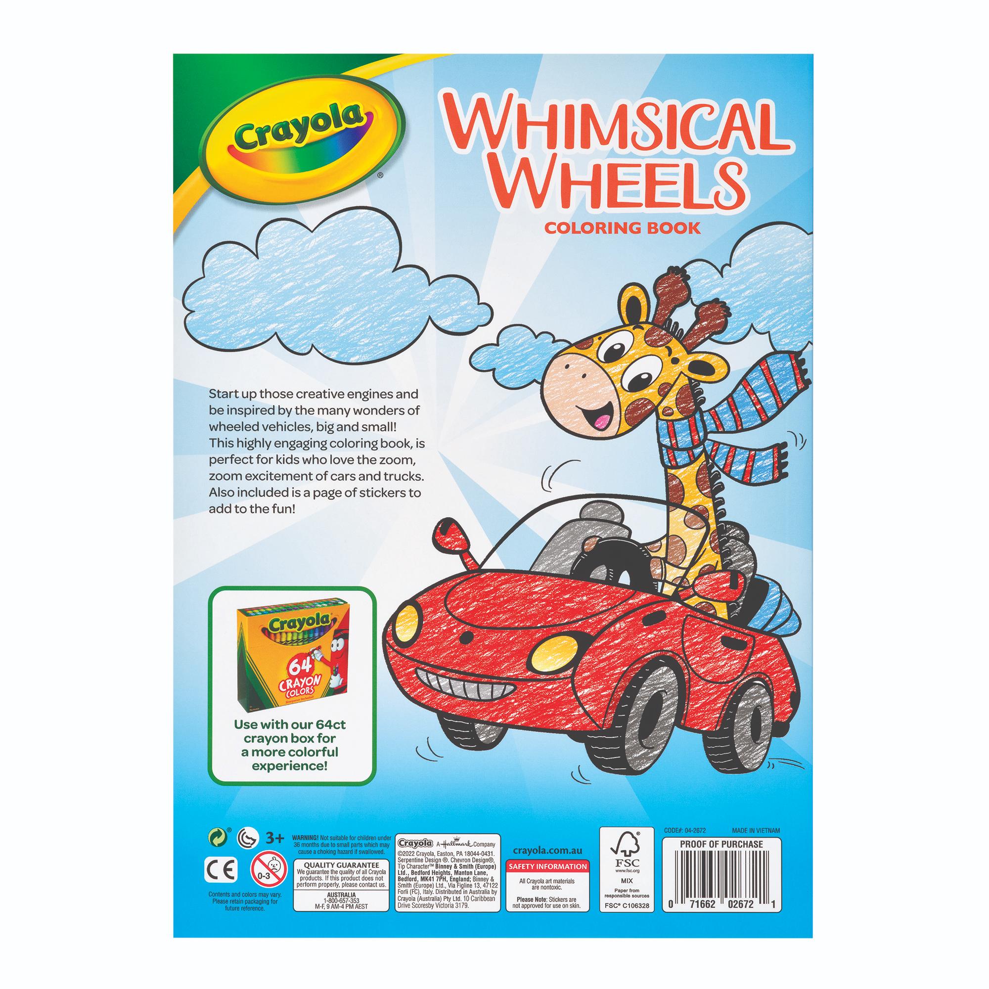 Crayola 96 - Page Whimsical Vehicle Colouring Book with Stickers