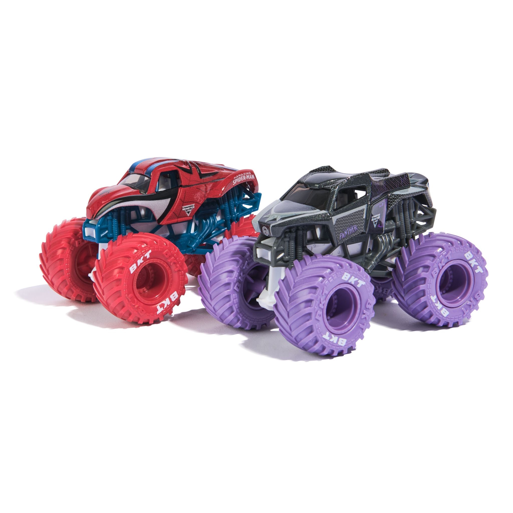 1:64 Scale Monster Jam Marvel 2-Pack: Spider-Man vs Black Panther Showdown