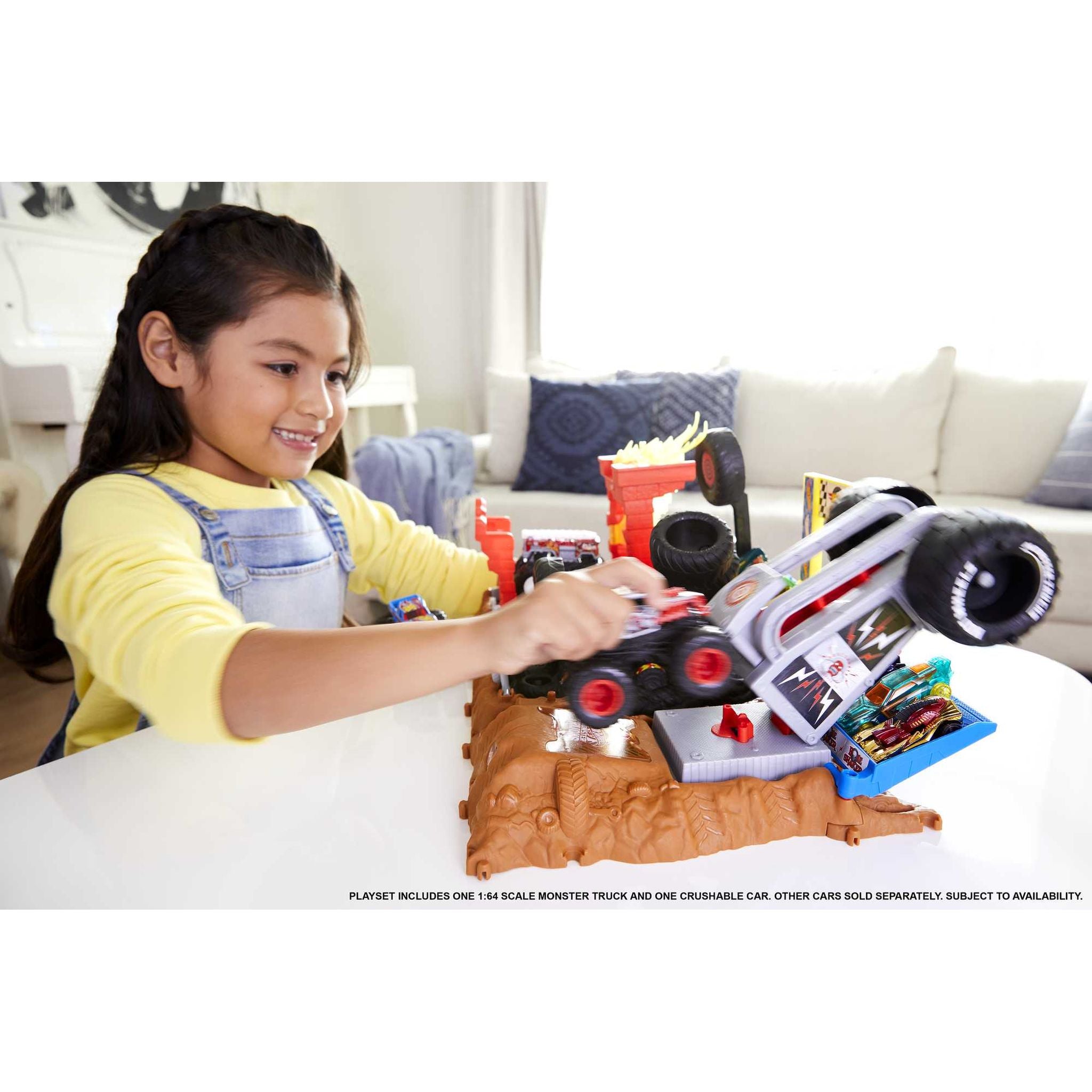 Hot Wheels Monster Trucks Arena Smashers Bone Shaker Tire Press Challenge - Exciting Playset for Kids