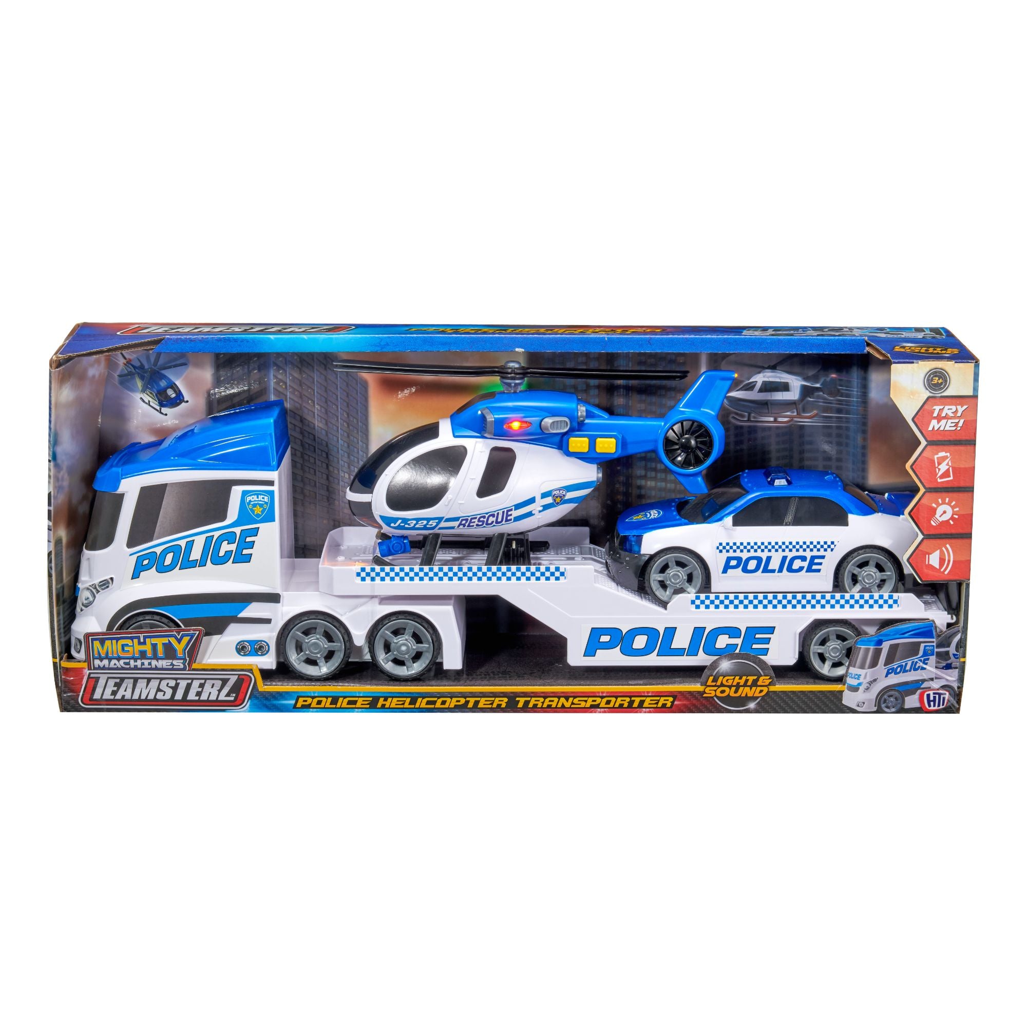 Hot Deal! Teamsterz Mighty Machines Police Helicopter Transporter with Light & Sound