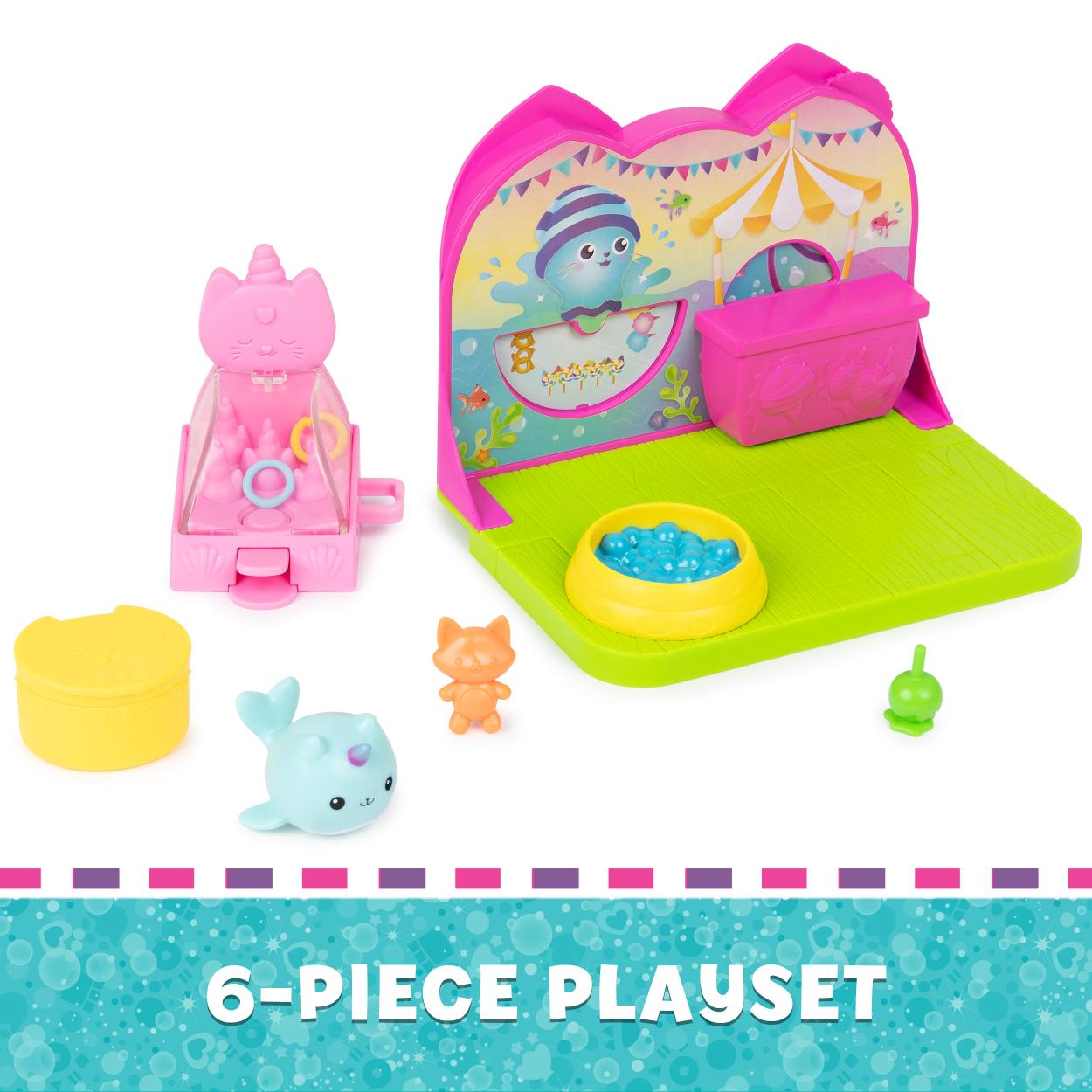 Hot Deal! Gabby's Dollhouse Kitty Narwhal Carnival Room Playset for Pretend Play