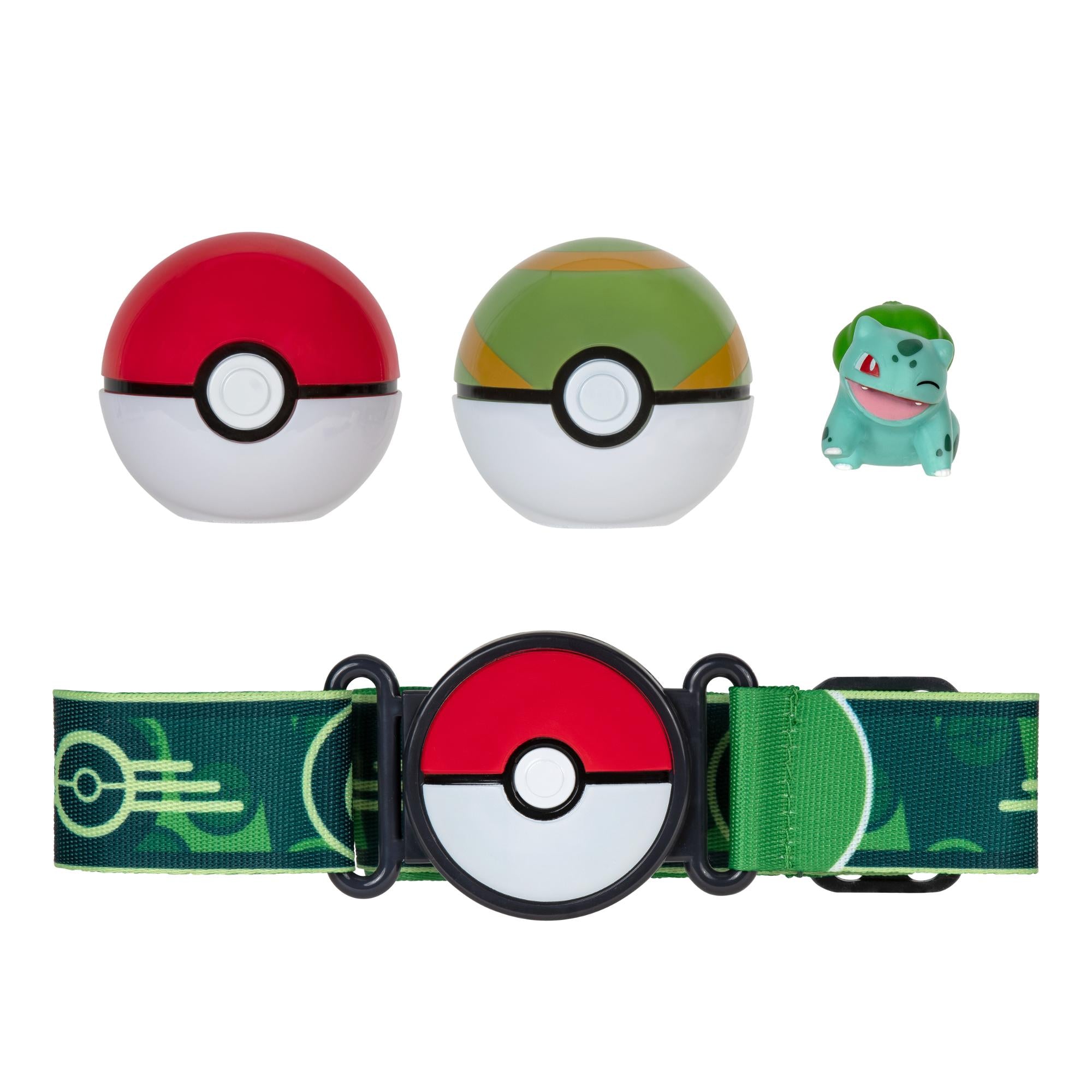 Hot! Pokemon Clip N Go Poke Ball Belt Set with Bulbasaur