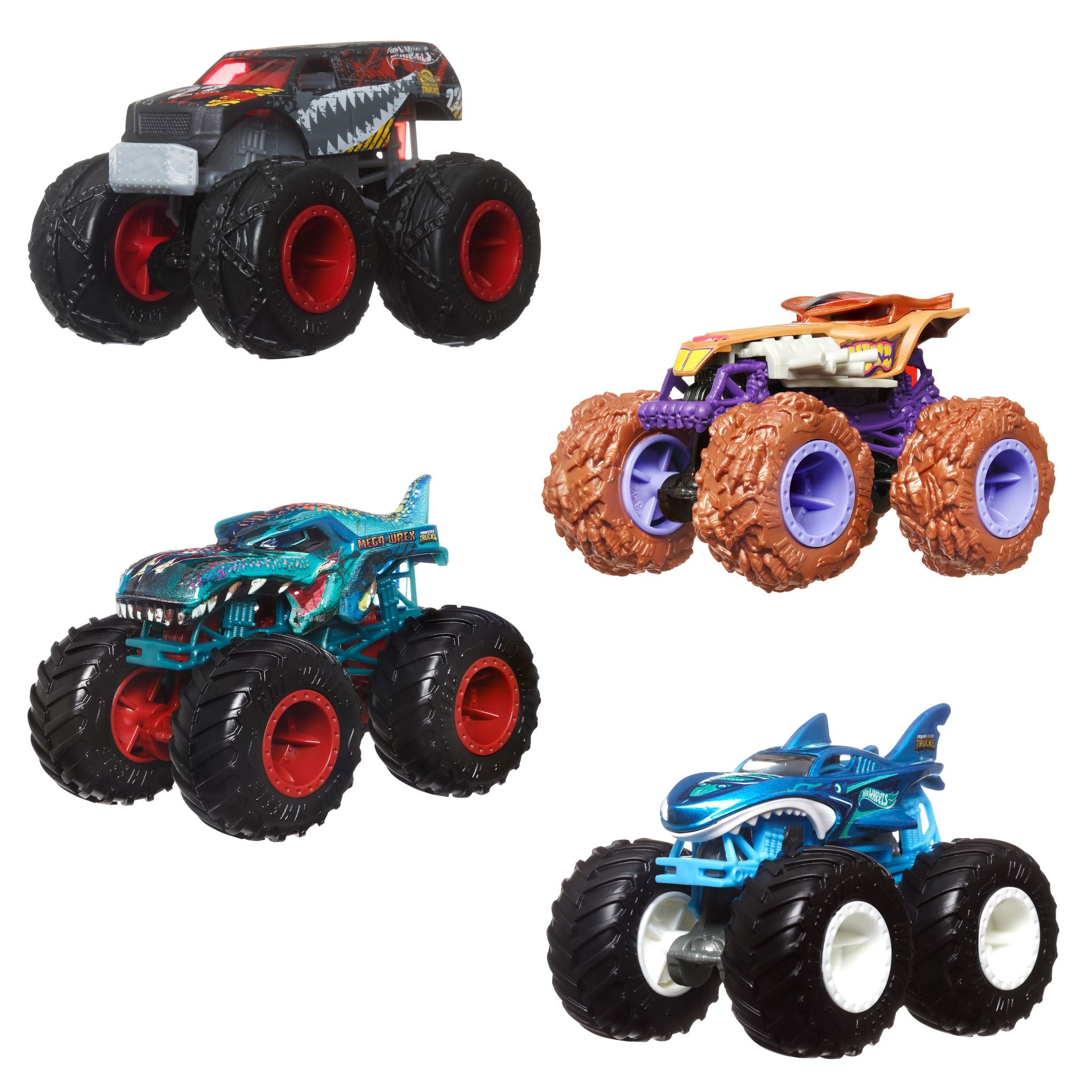 Hot Wheels Monster Trucks Fang Frenzy 4-Pack - Exclusive Toy Set
