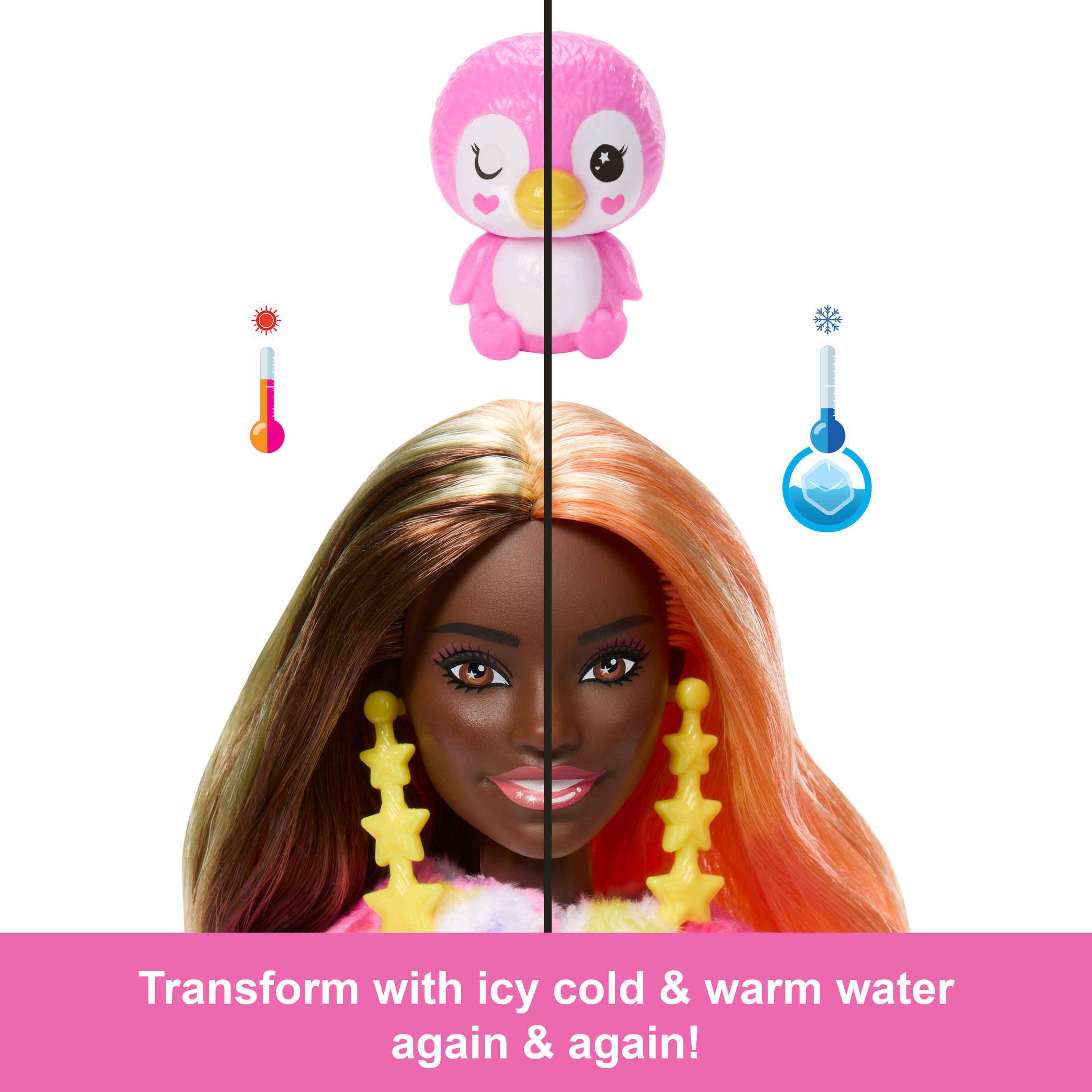 Hot! Barbie Cutie Reveal Colour Dream Series Penguin Doll with 10 Surprises