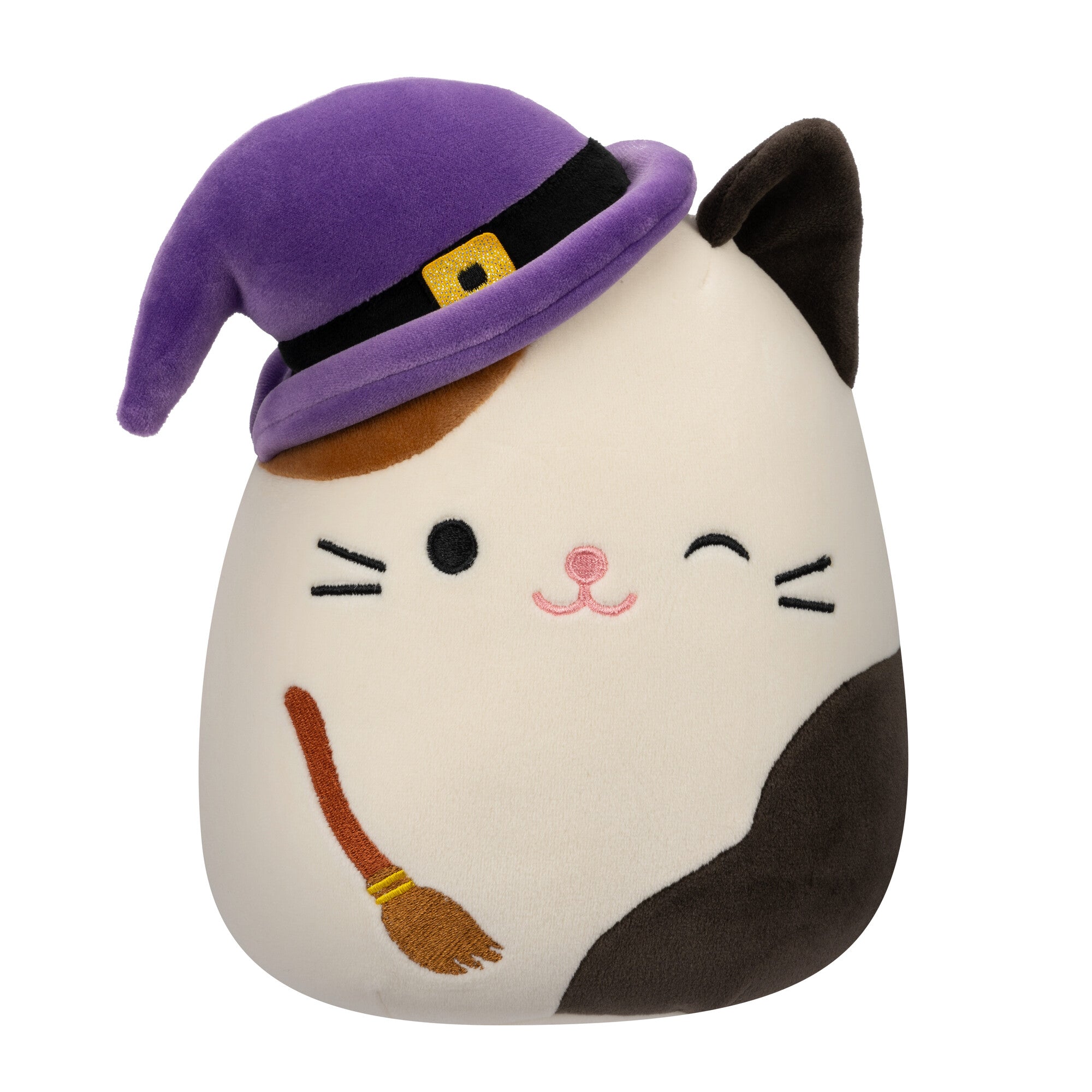 Squishmallows Halloween Special: 7.5-Inch Winking Cat Plush with Witch Hat and Broomstick