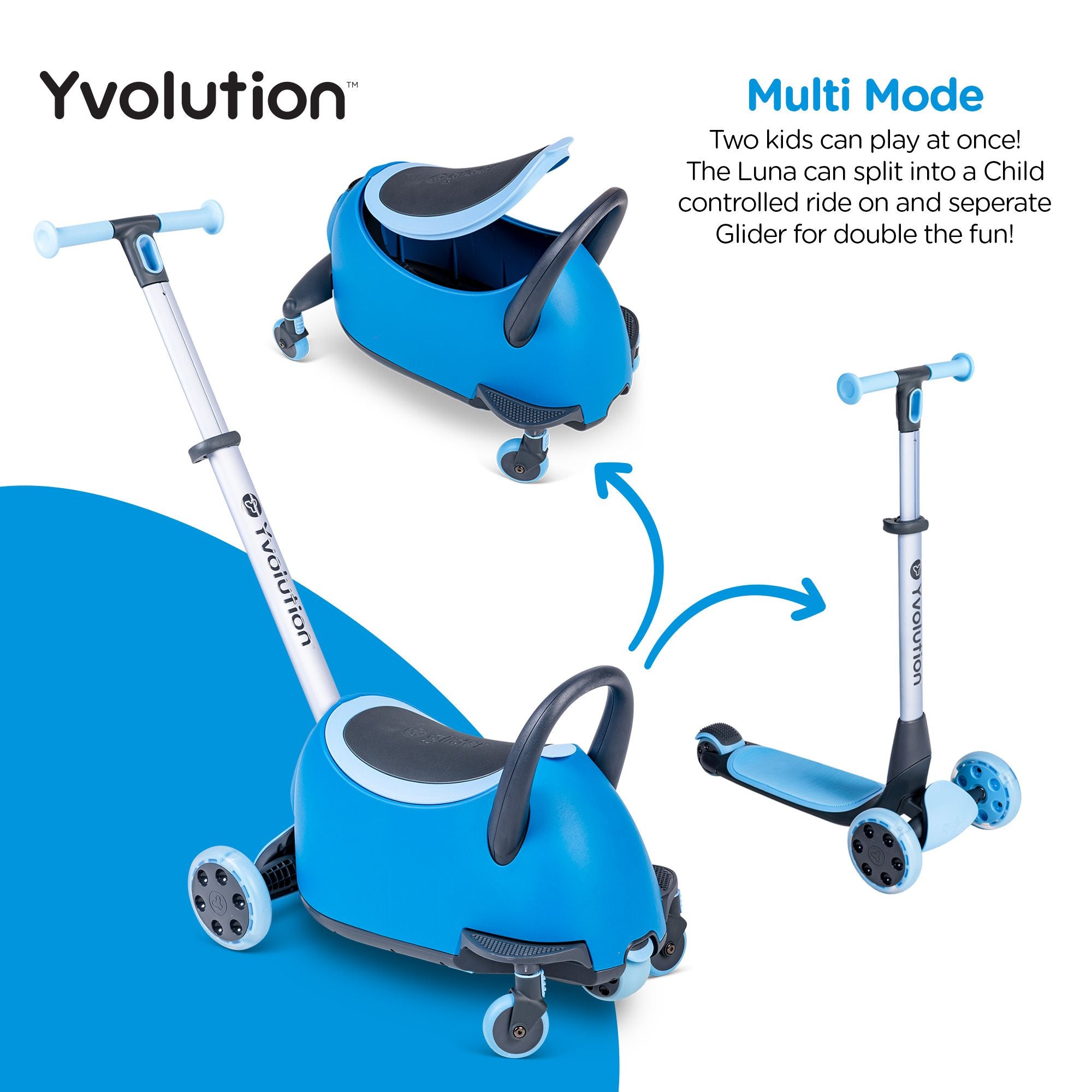 Yvolution Y Glider Luna 5 - in - 1 Kids Scooter in Blue: A Must - Have!
