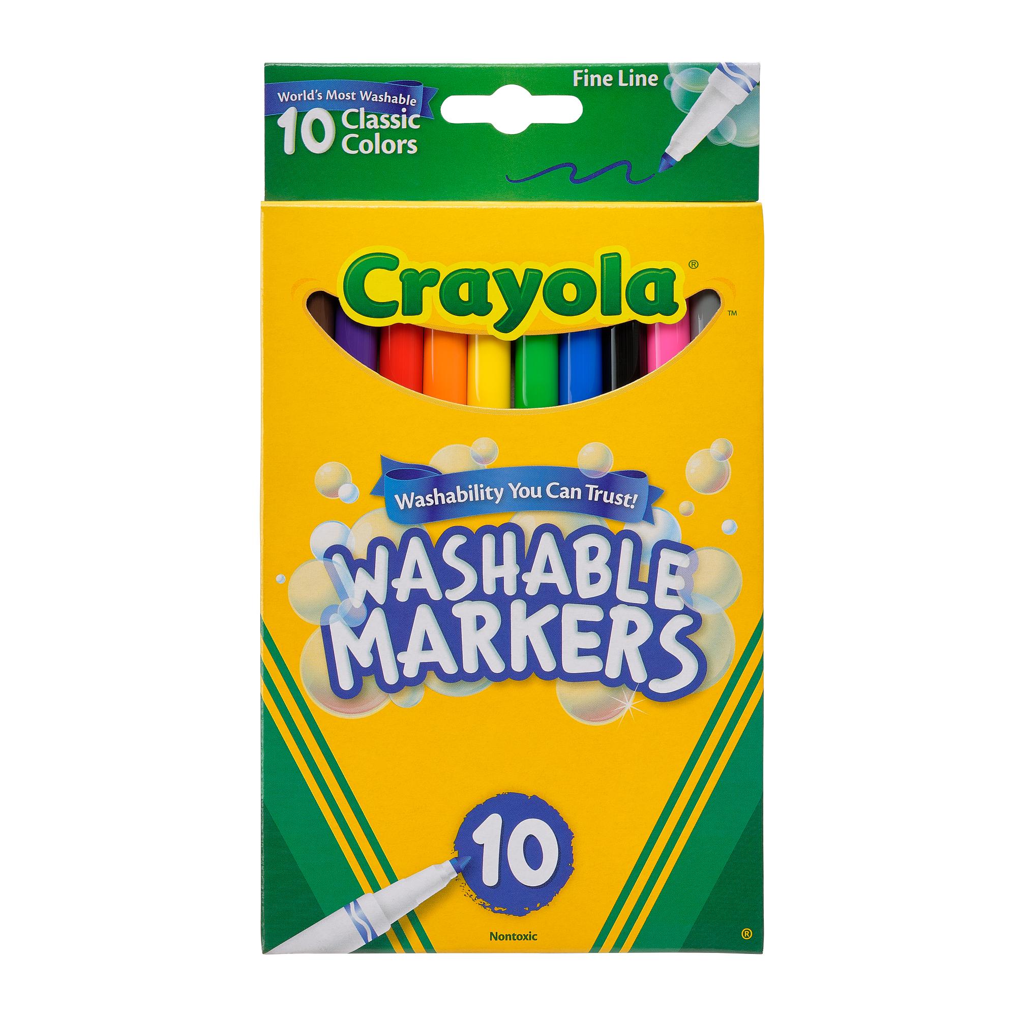 Crayola 10-Pack Ultra-Clean Washable Fine Line Markers - Bright Colors!