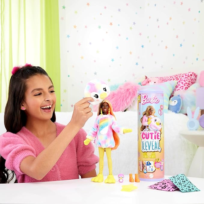 Hot! Barbie Cutie Reveal Colour Dream Series Penguin Doll with 10 Surprises