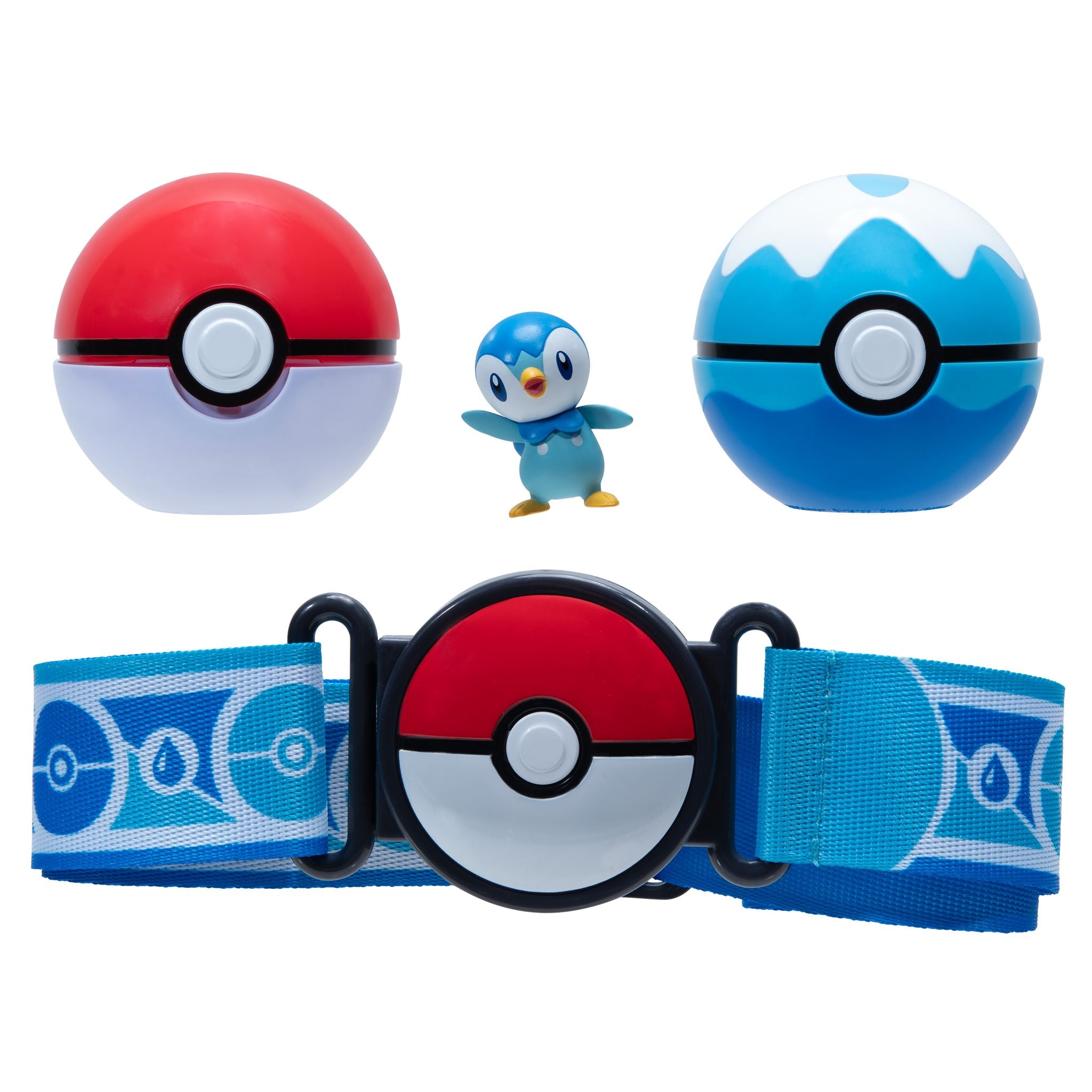 Hot Deal! Pokemon Clip N Go Poke Ball Belt Set with Poke Ball, Dive Ball and Piplup Figure