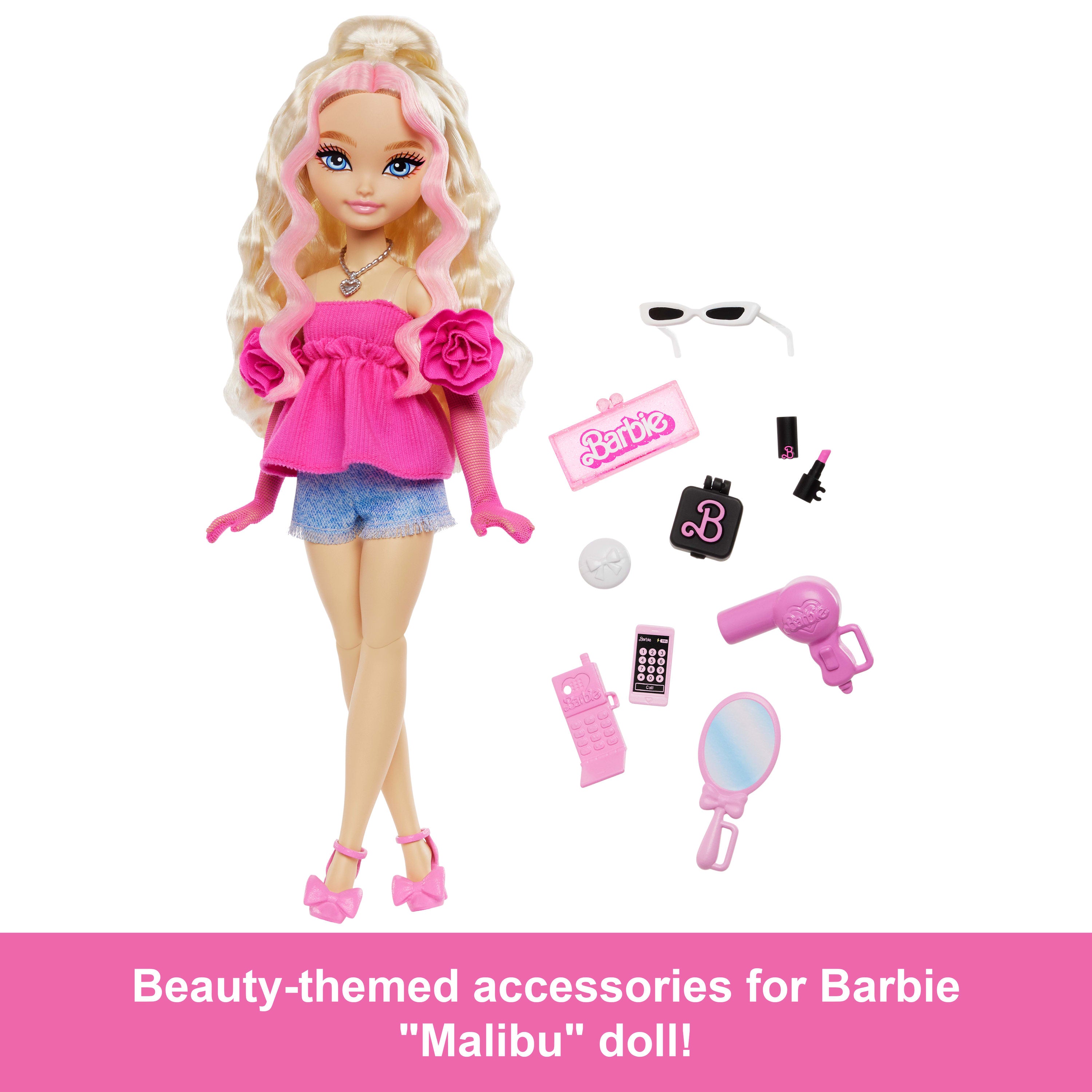 Barbie Dream Besties - Malibu Blonde Wavy - Haired Fashion Doll with Beauty Accessories