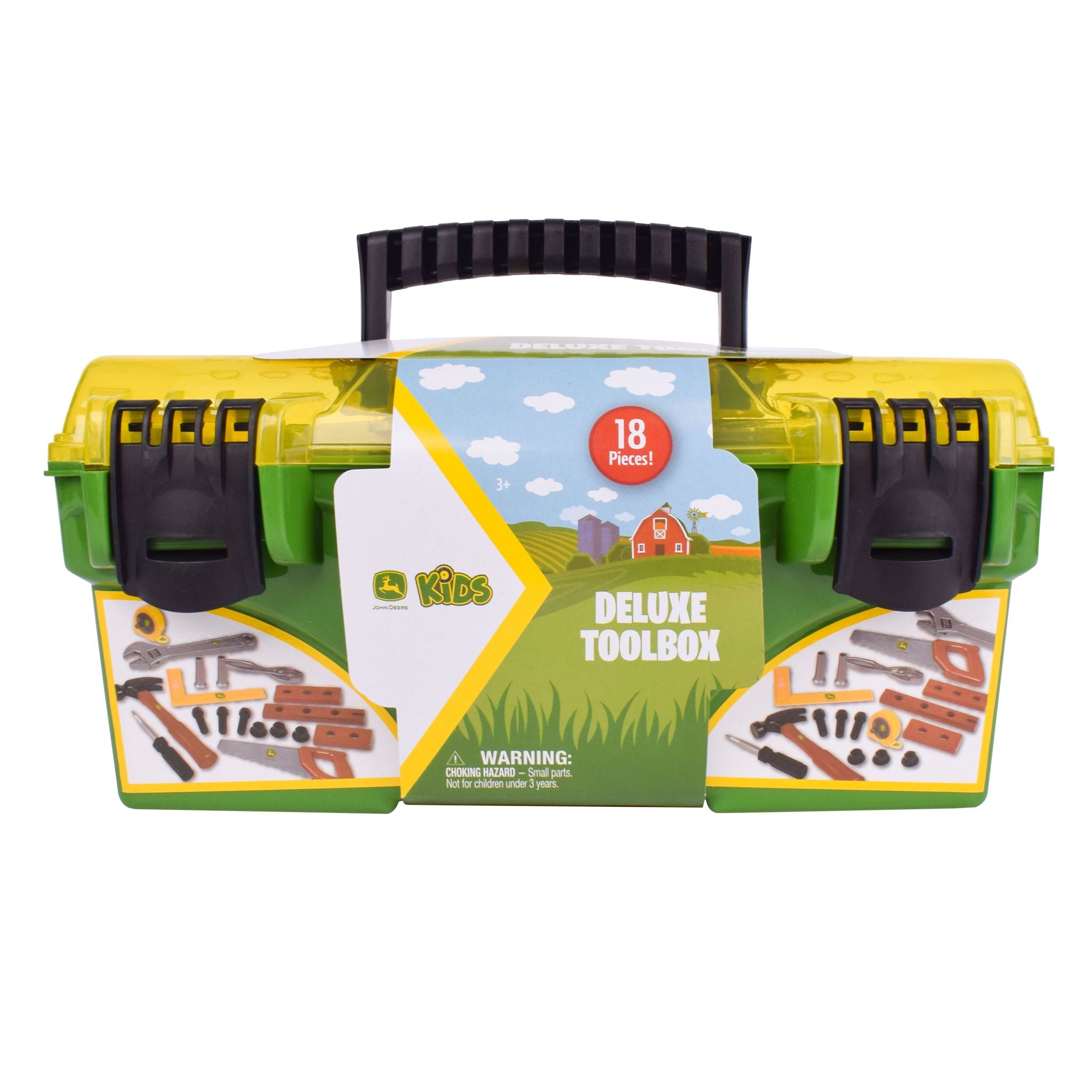 John Deere 18-Piece Deluxe Toy Tool Set with Tool Box - Ideal for Kids' Imaginative Play