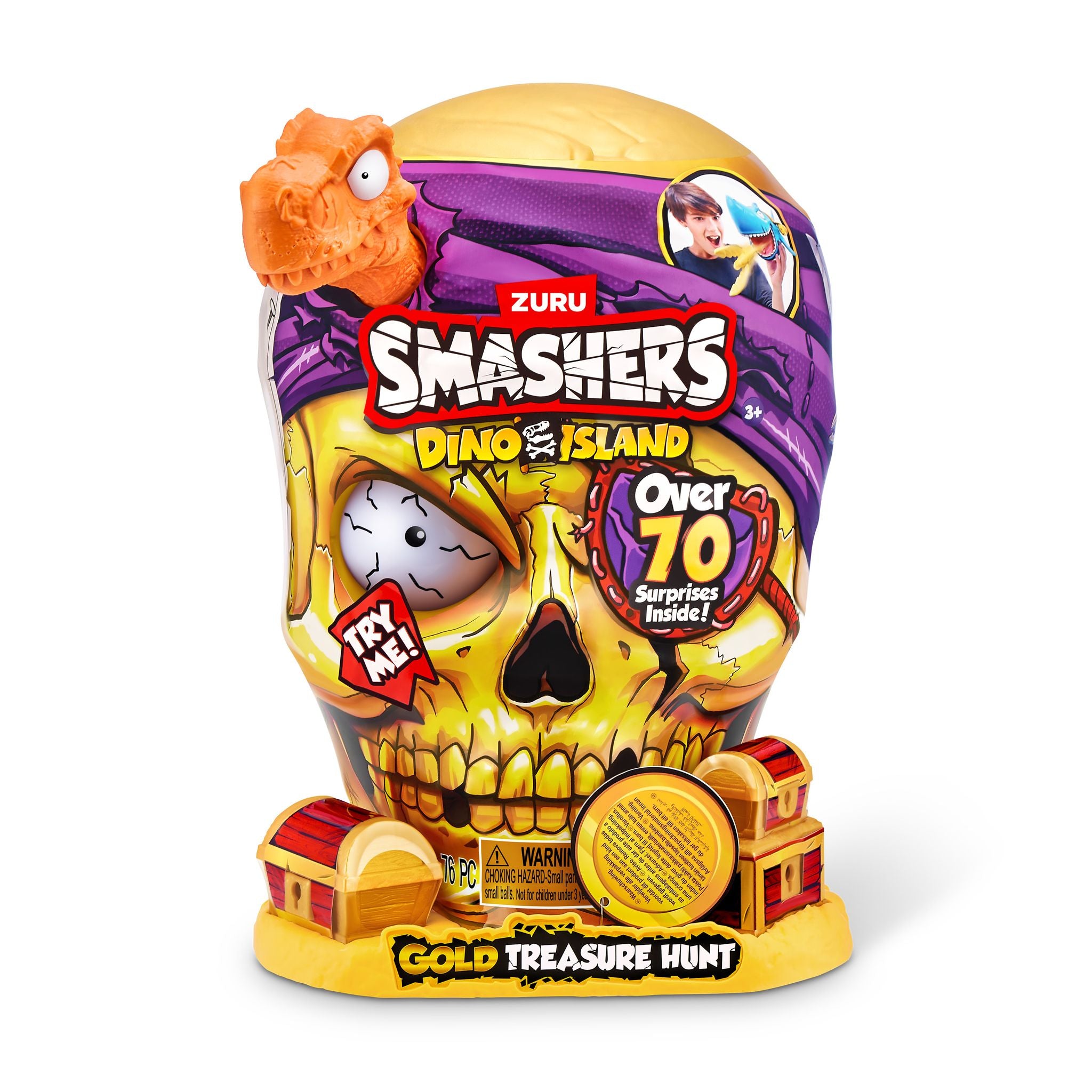 ZURU Smashers Dino Island Gold Treasure Hunt Set - Exclusive Adventure with Over 70 Surprises