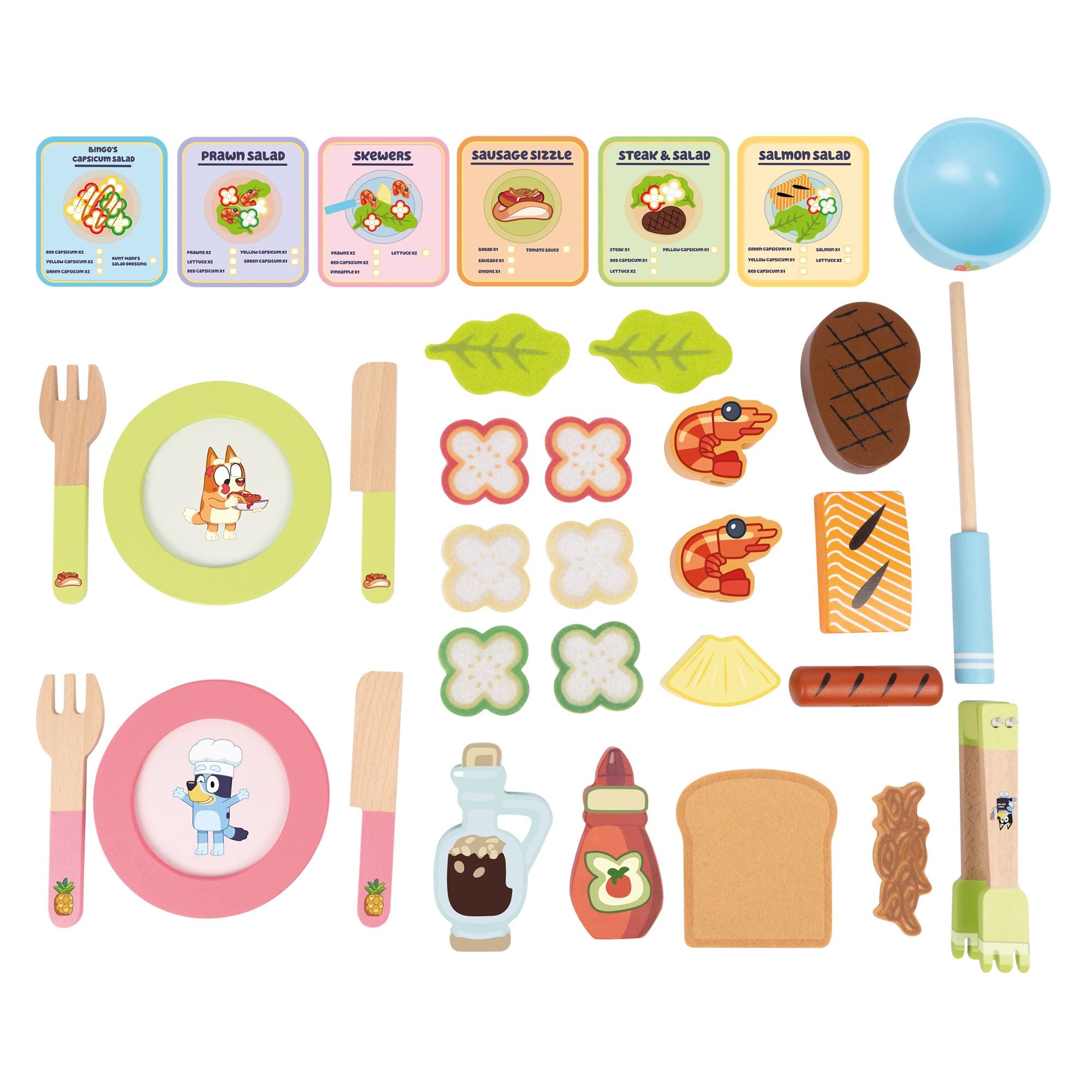 Hot Deal: Bluey's Wooden BBQ & Salad Pretend - Play Set