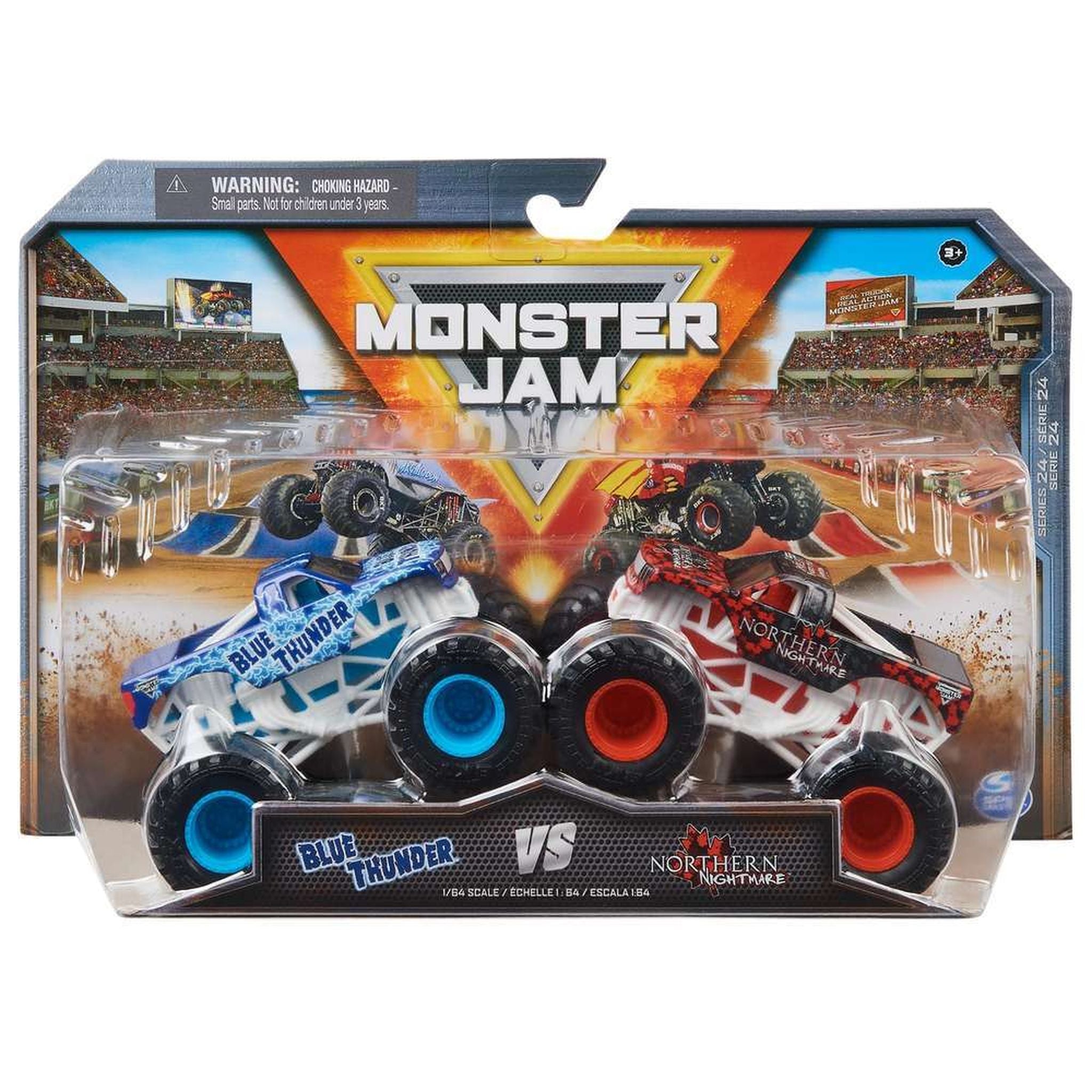 1:64 Scale Monster Jam 2-Pack: Blue Thunder Battles Northern Nightmare