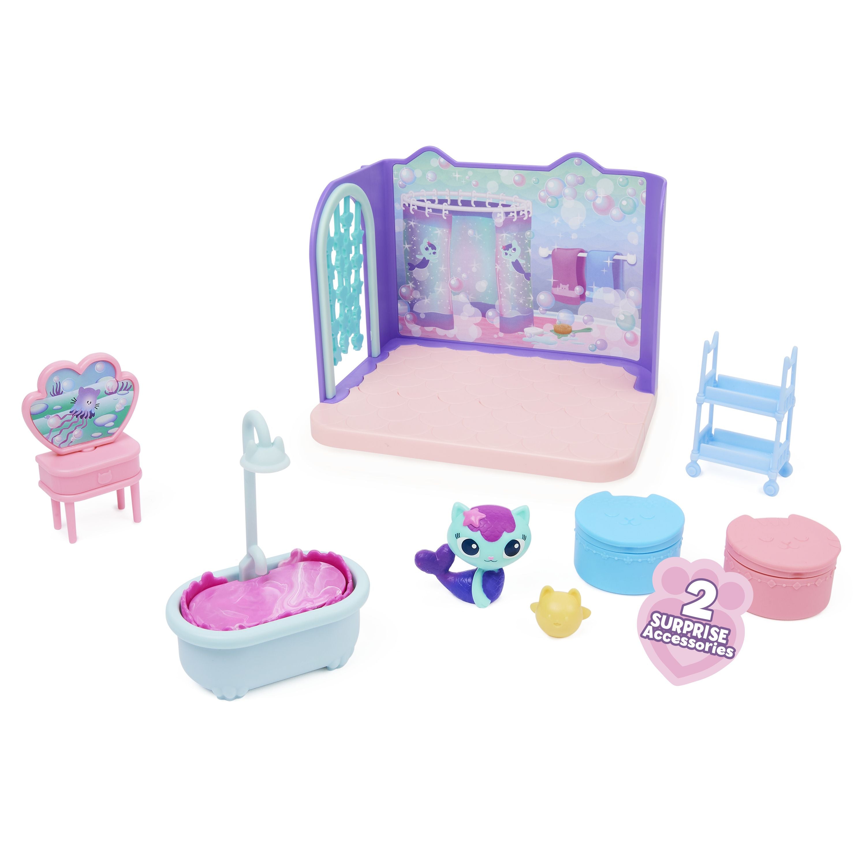 Gabby's Dollhouse: MerCat's Primp & Pamper Bathroom Set - Fun Gift for Kids