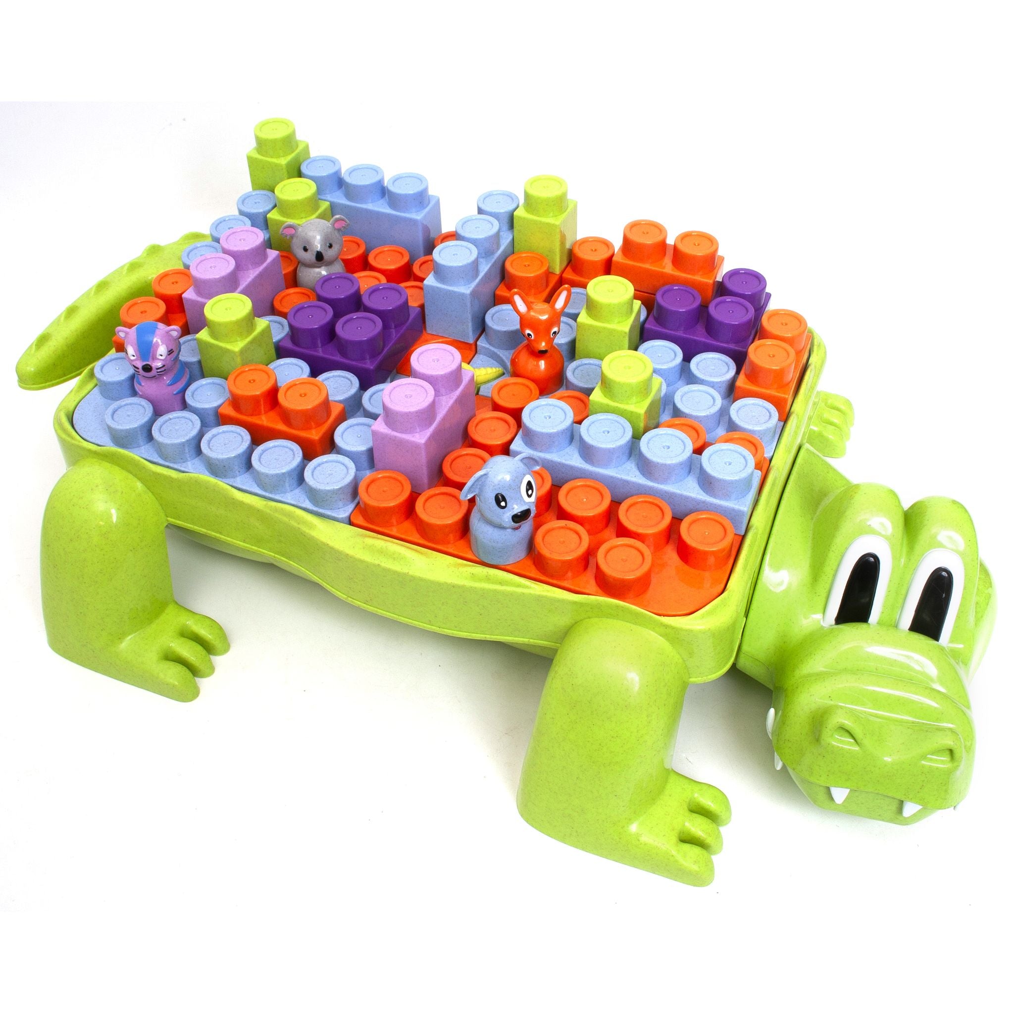 Roo Crew 29-Piece Eco-Friendly Wood Crocodile Block Learning Activity Station