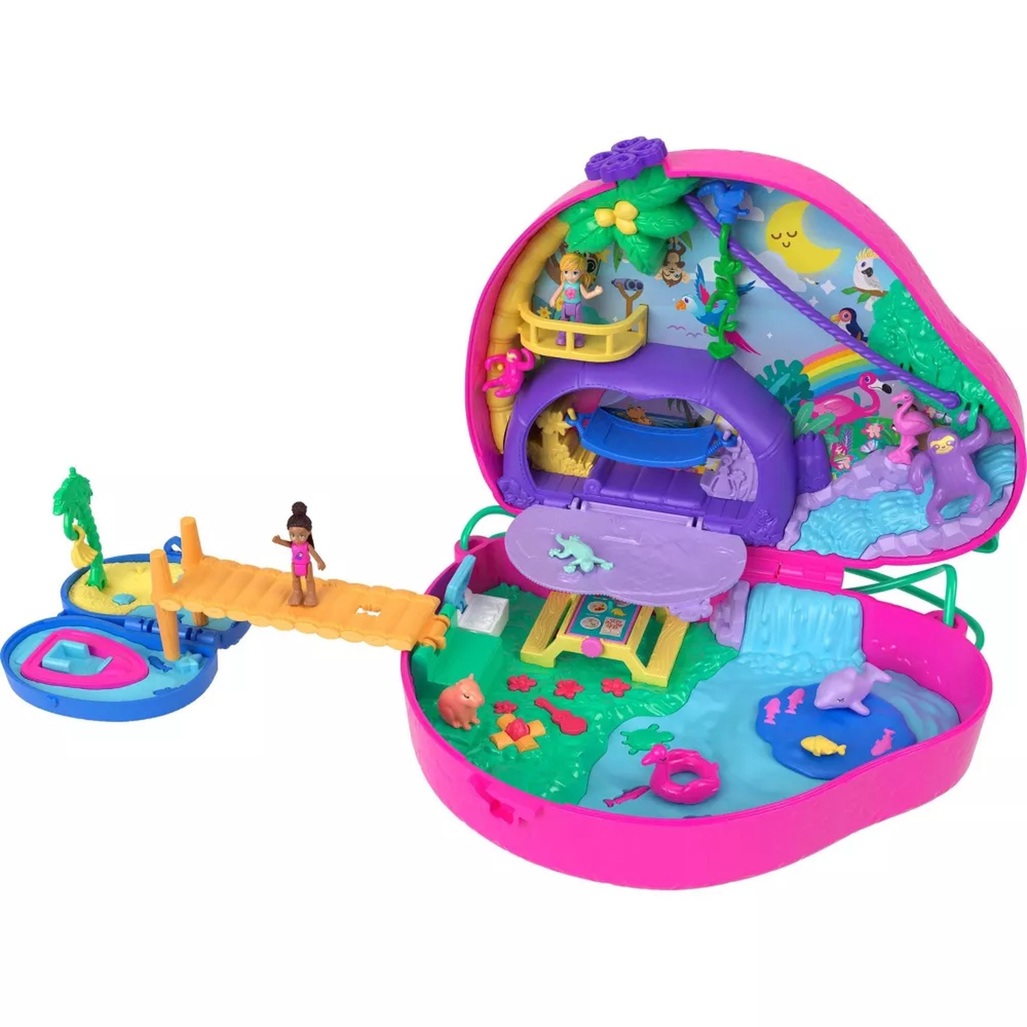 Adorable Polly Pocket 2 - In - 1 Wearable Sloth Family Compact Toy