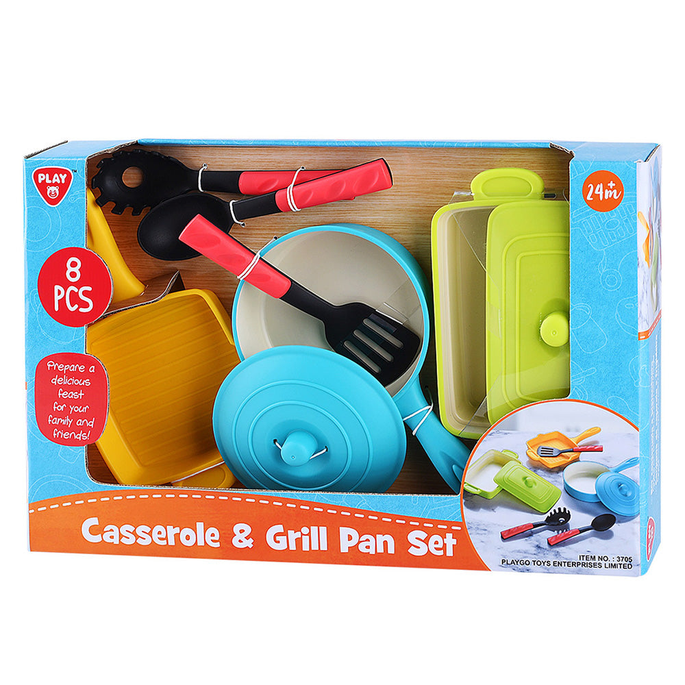 Playgo Toys' Colorful 8 - Piece Casserole & Grill Pan Set for Kids