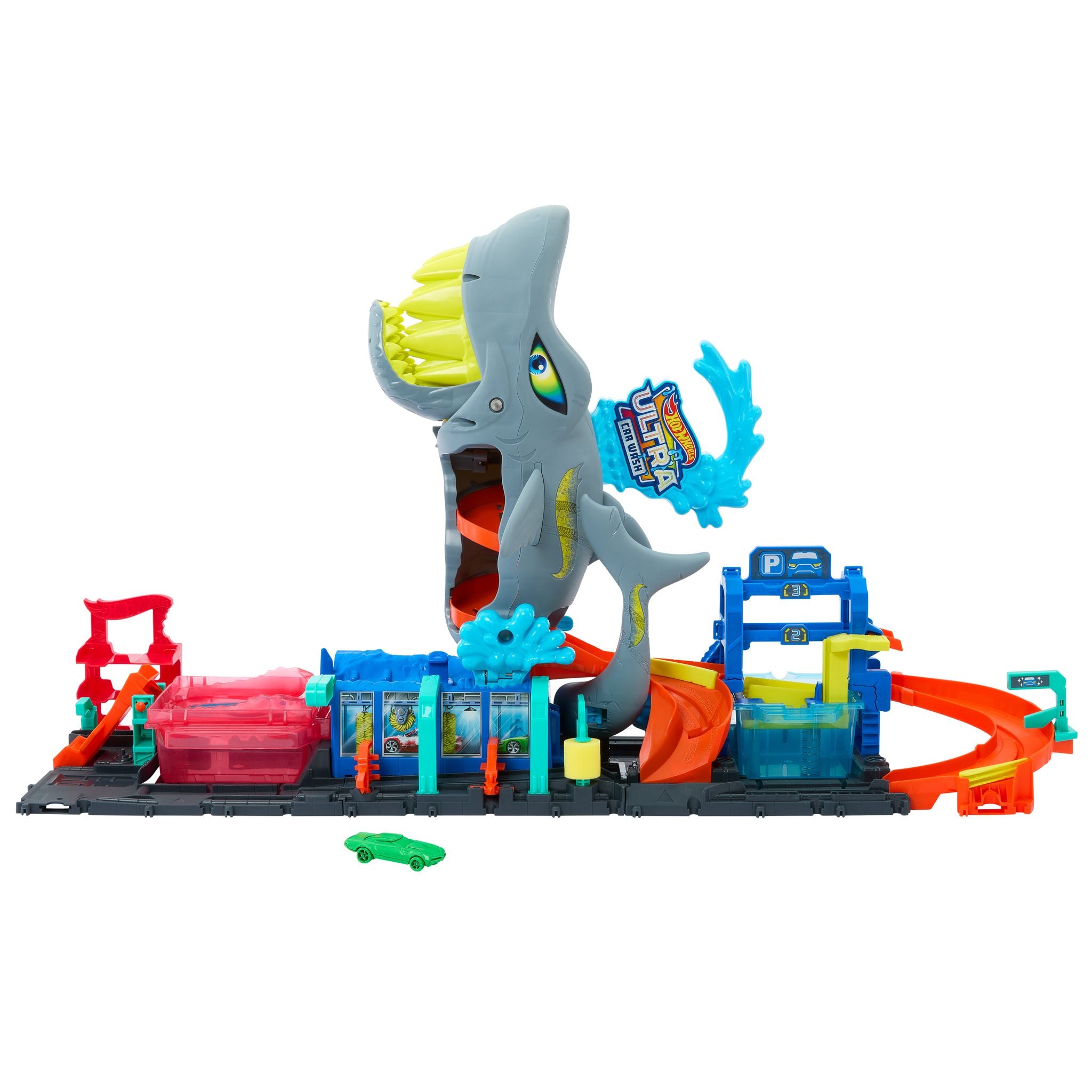 Hot Wheels Ultra Shark-themed Color-changing Car Wash Playset