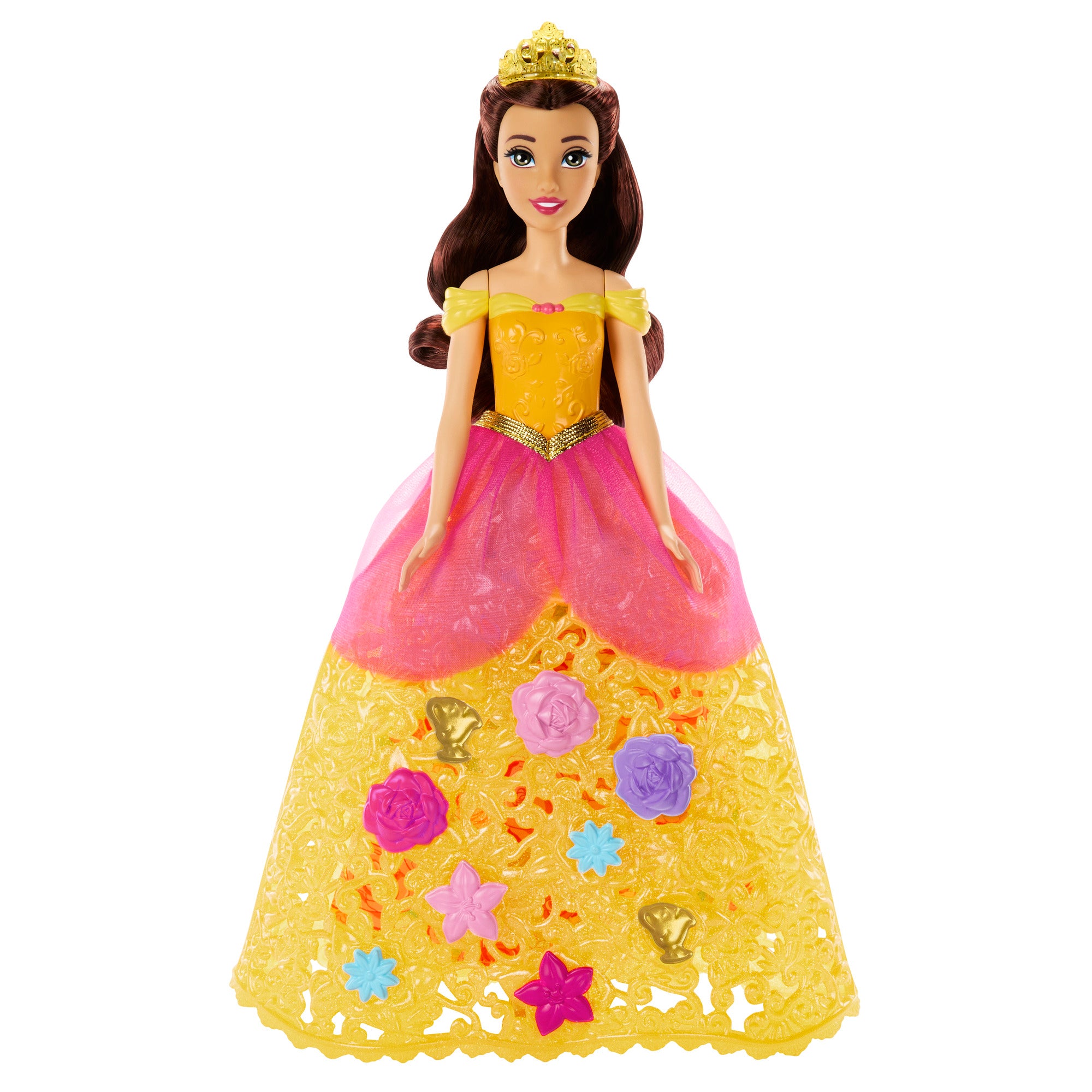Disney Princess Belle Doll with Colorful Fashion Flower Accessories
