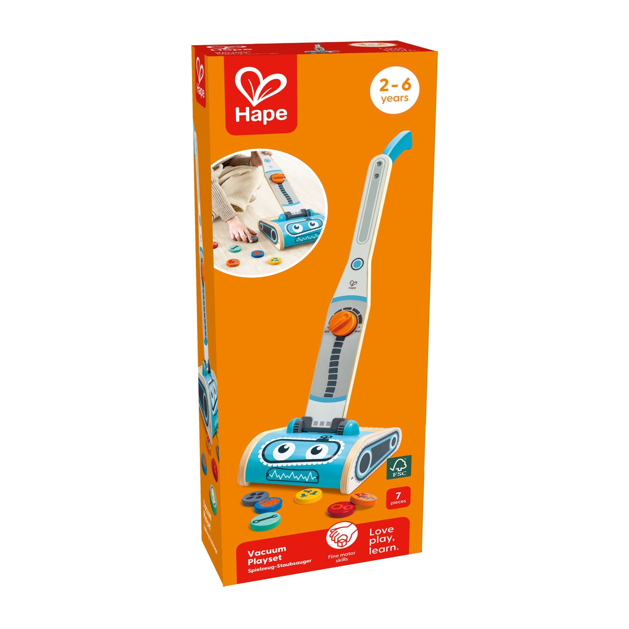 Hape Adorable and Durable Robot Toy Vacuum for Toddlers Aged 2+