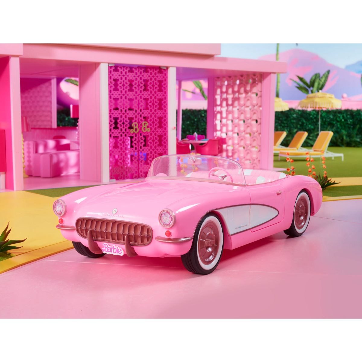 Hot Sale! Collectible Barbie The Movie Pink Corvette Convertible Toy Car
